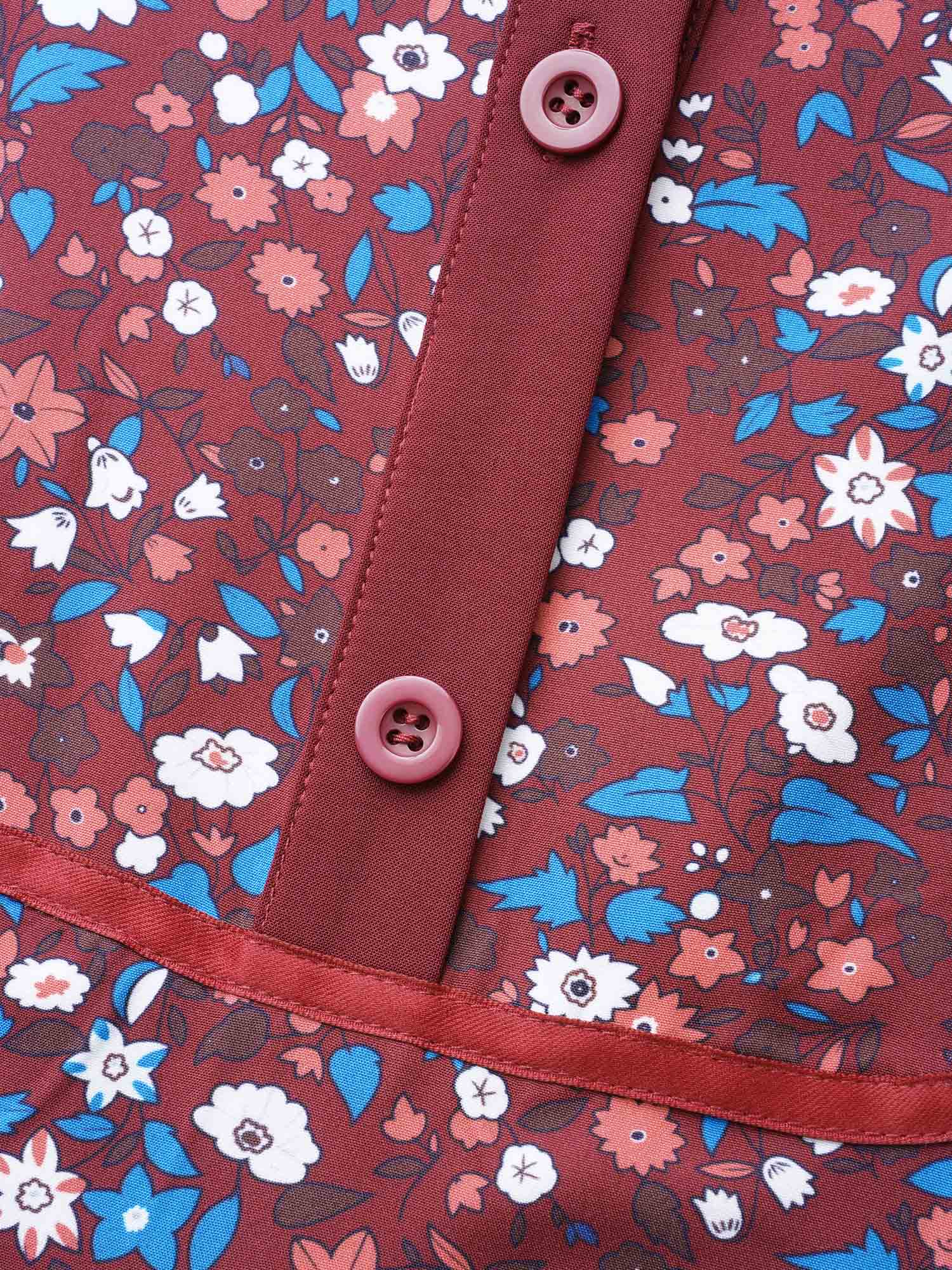 Ditsy Floral Woven Ribbon Button Up Dress - Image 6