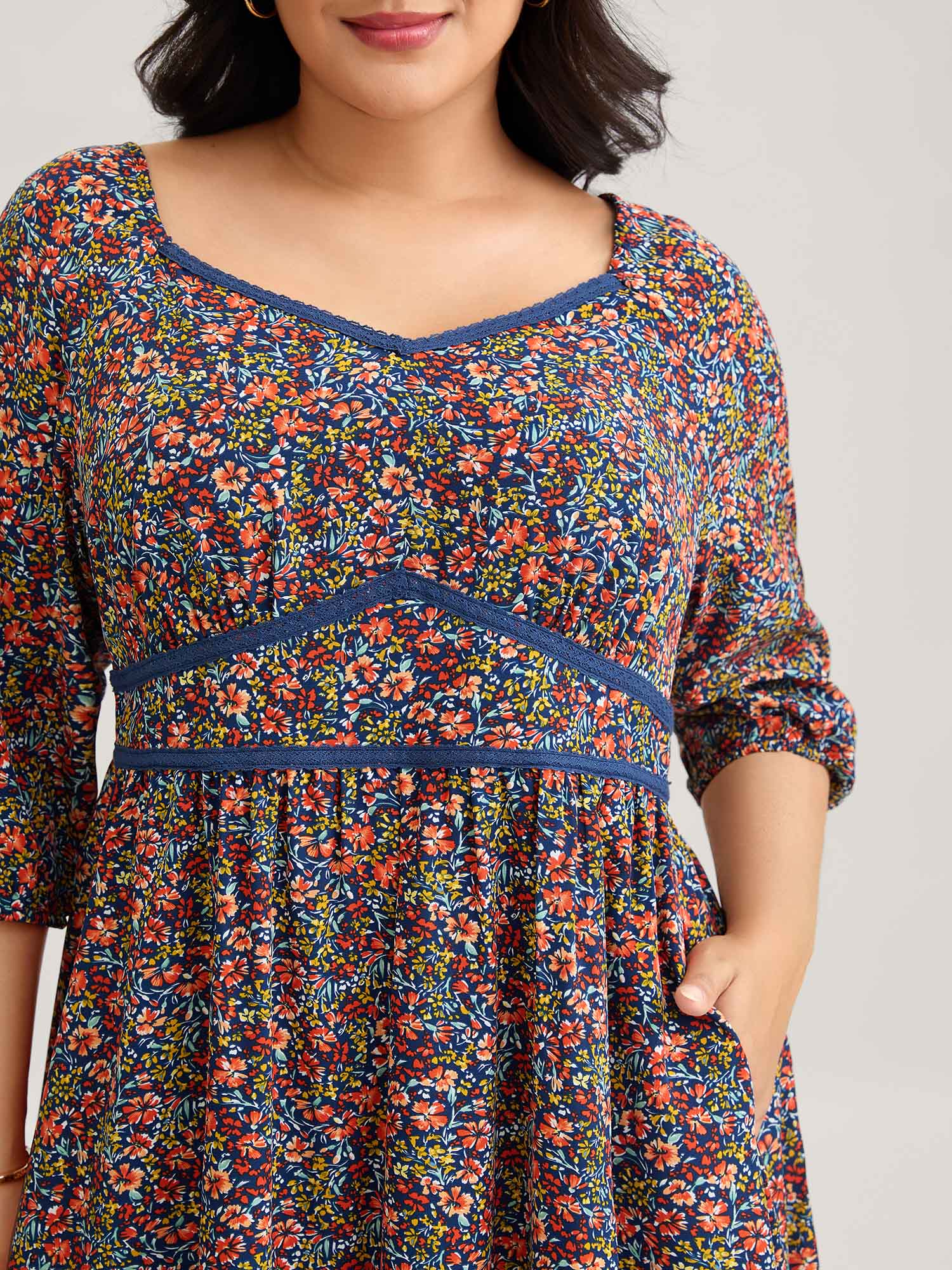 Ditsy Floral Woven Ribbon Maxi Dress - Image 3