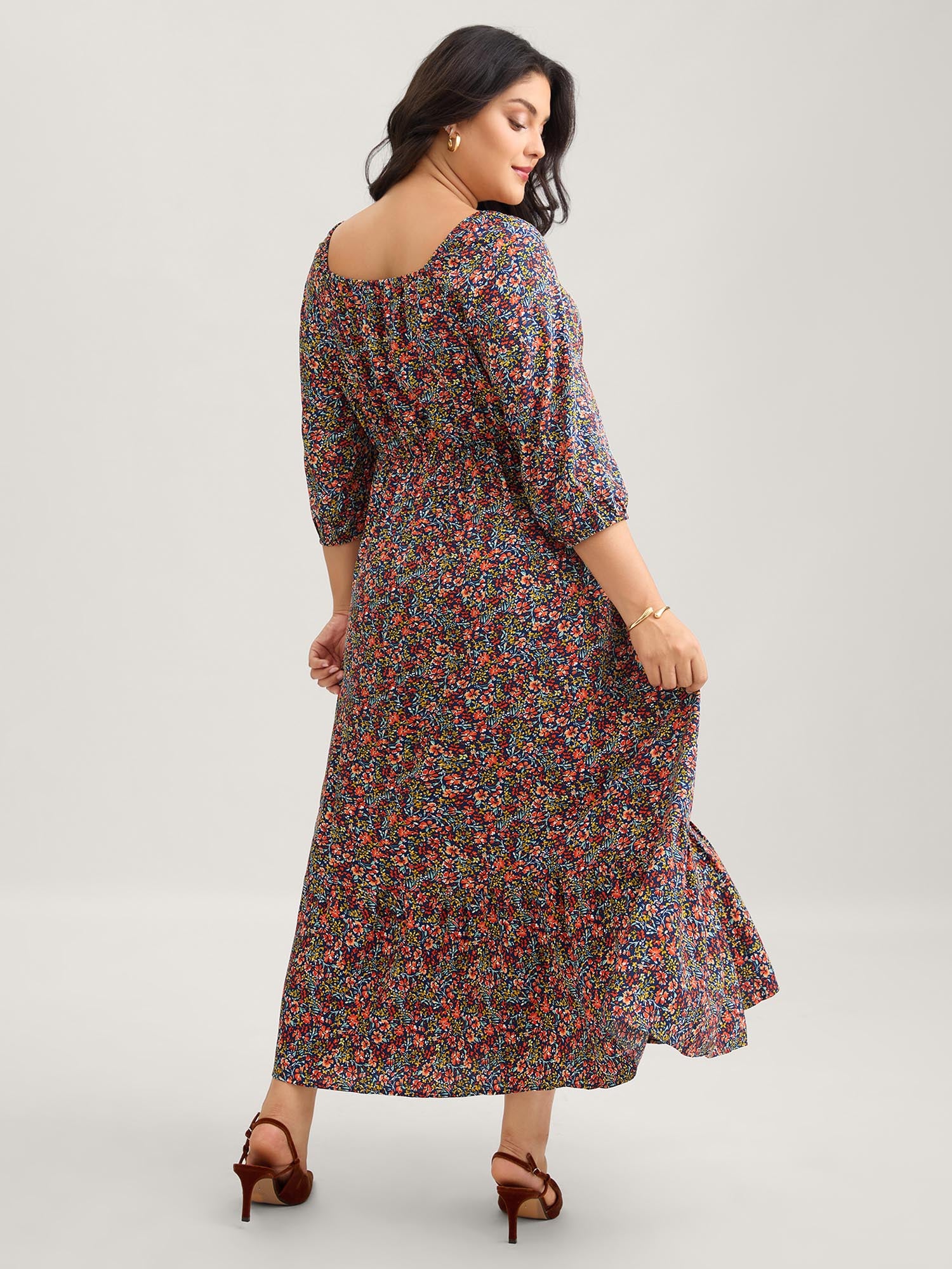 Ditsy Floral Woven Ribbon Maxi Dress - Image 5