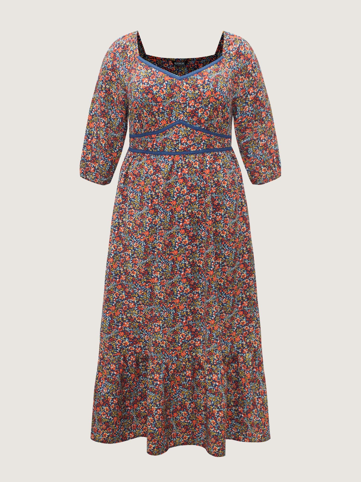 Ditsy Floral Woven Ribbon Maxi Dress - Image 8