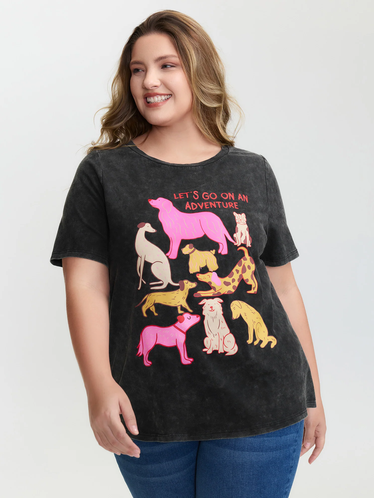 Dogs Print Snow-Wash T-Shirt - Image 2