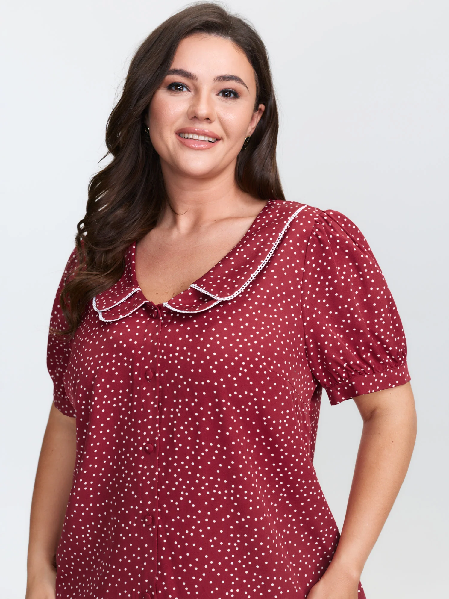 Doll Collar Retro Polka Dots Blouse - Image 2