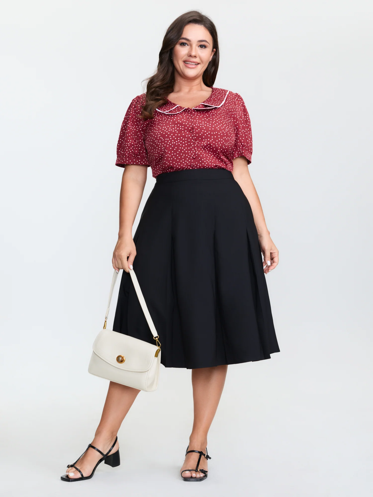 Doll Collar Retro Polka Dots Blouse - Image 3