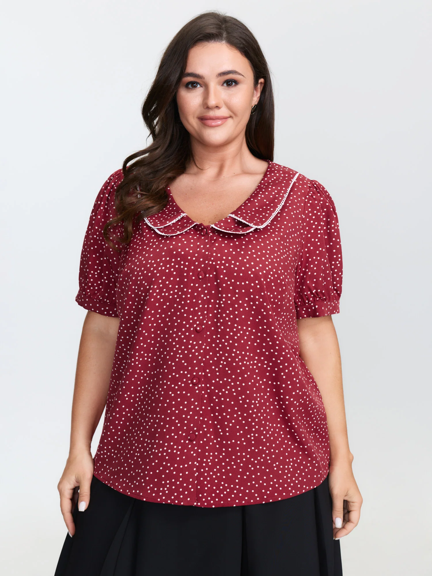 Doll Collar Retro Polka Dots Blouse - Image 4