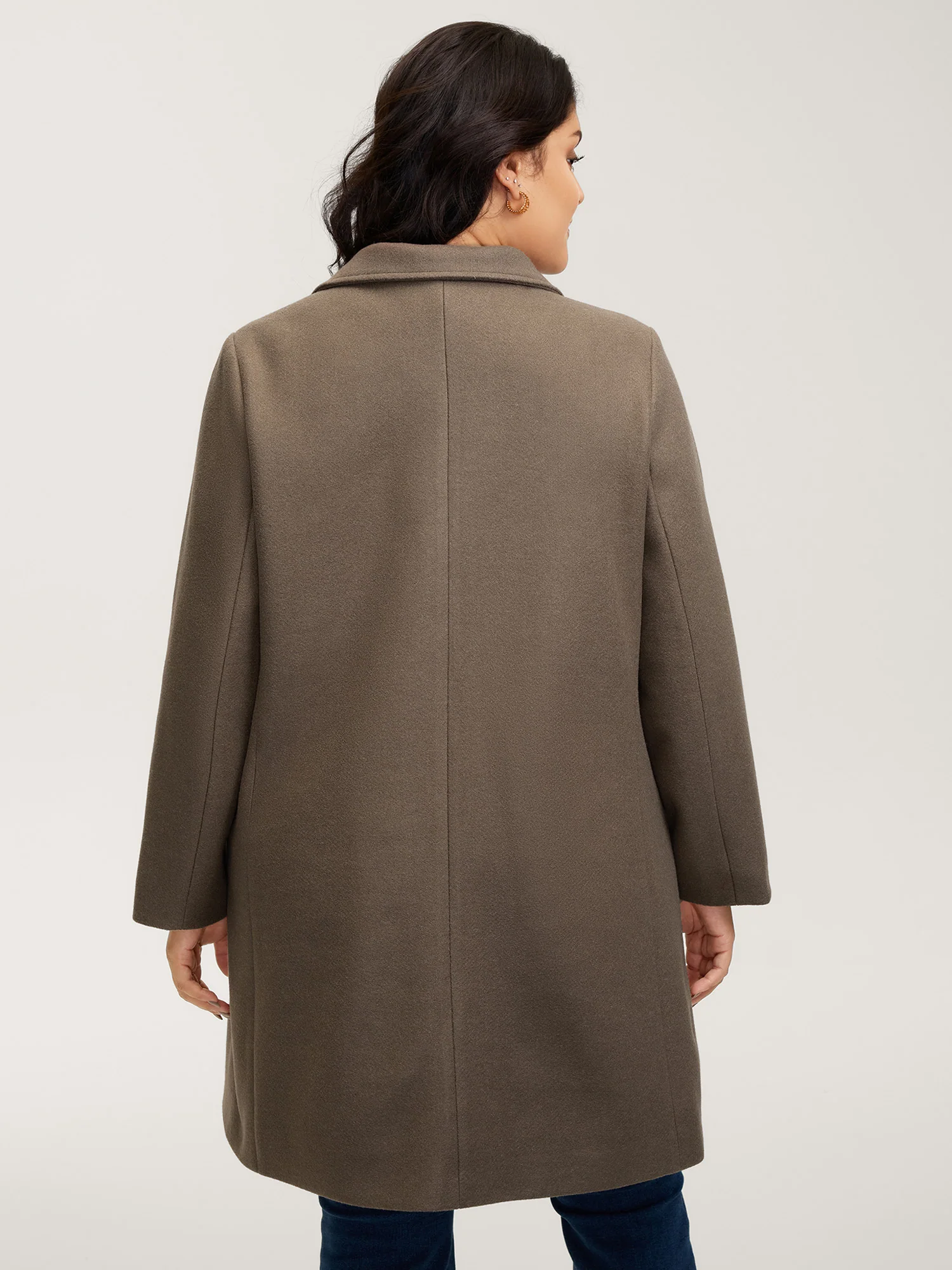 Double-Breasted Pockets Notched Lapels Coat - Image 5