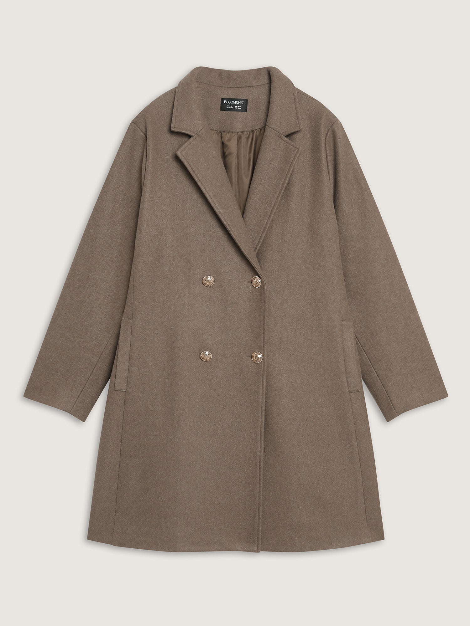 Double-Breasted Pockets Notched Lapels Coat - Image 9