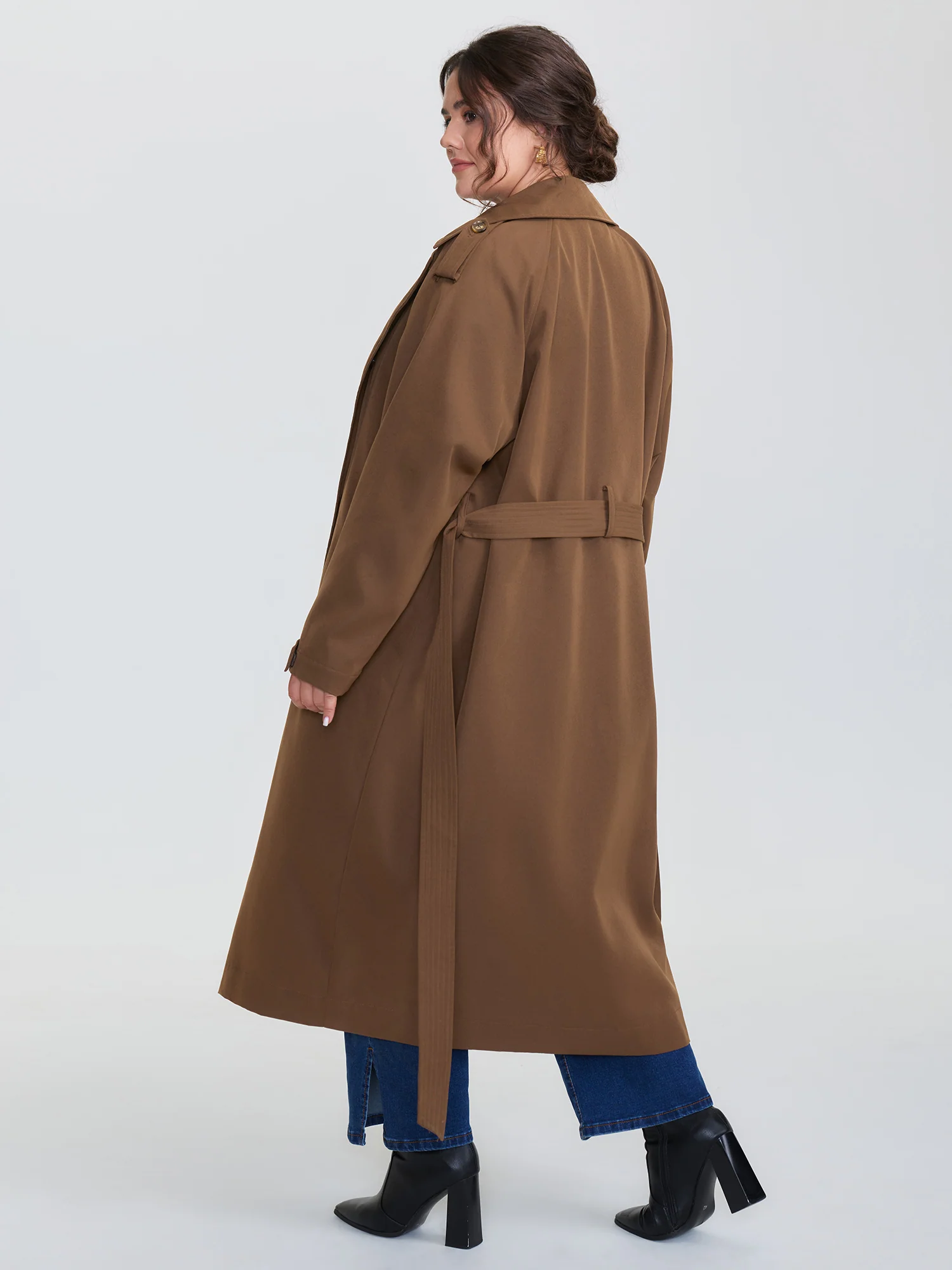 Double Button Belted Trench Coat - Image 5