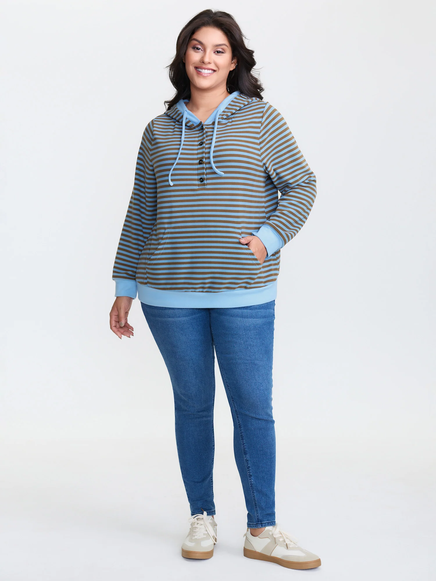 Double-Sided Fleece Stripe Embroidery Sweatshirt - Image 2