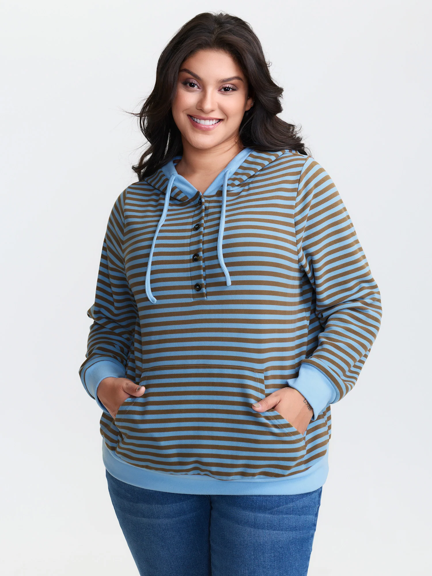 Double-Sided Fleece Stripe Embroidery Sweatshirt - Image 3