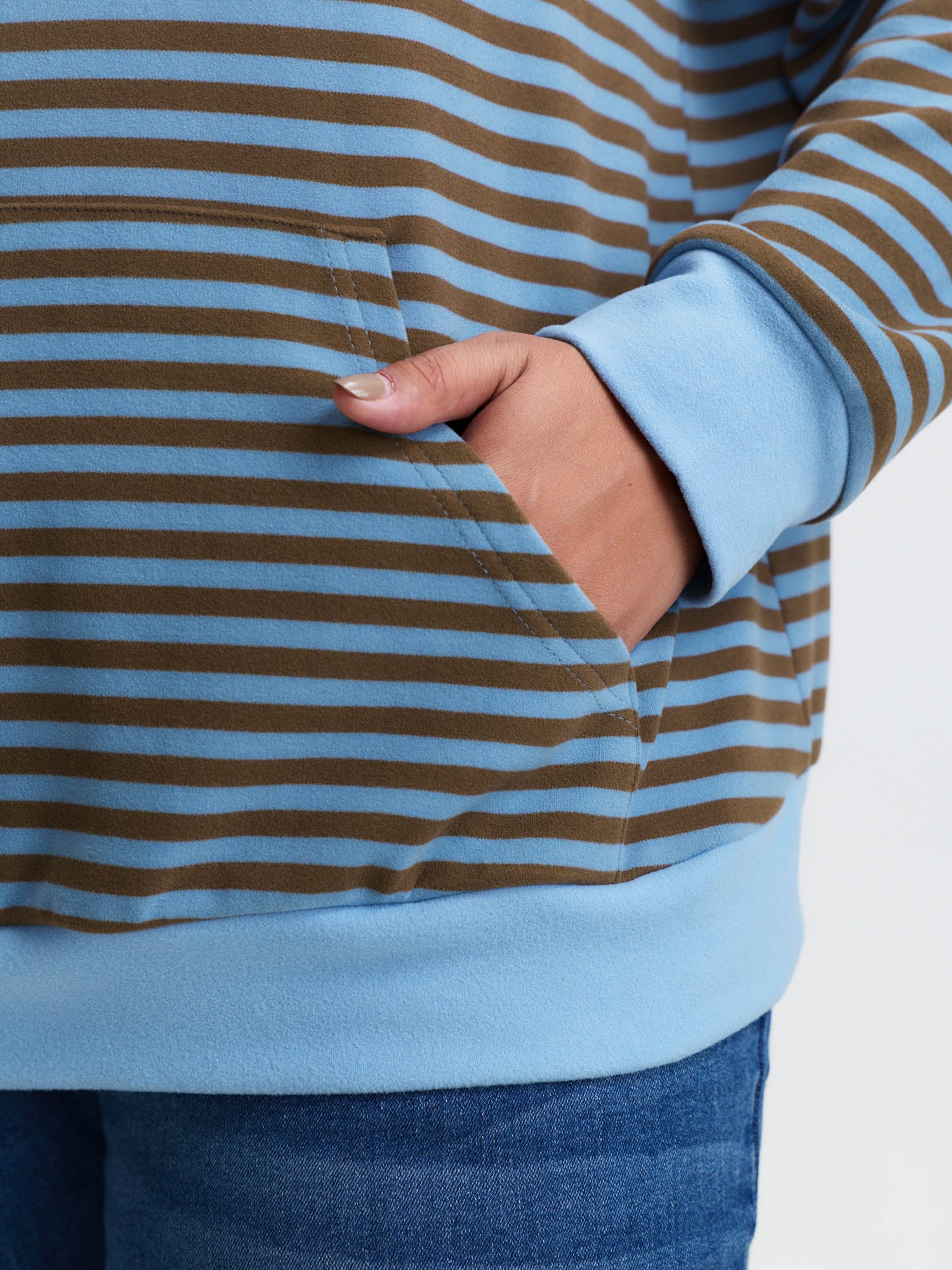 Double-Sided Fleece Stripe Embroidery Sweatshirt - Image 4