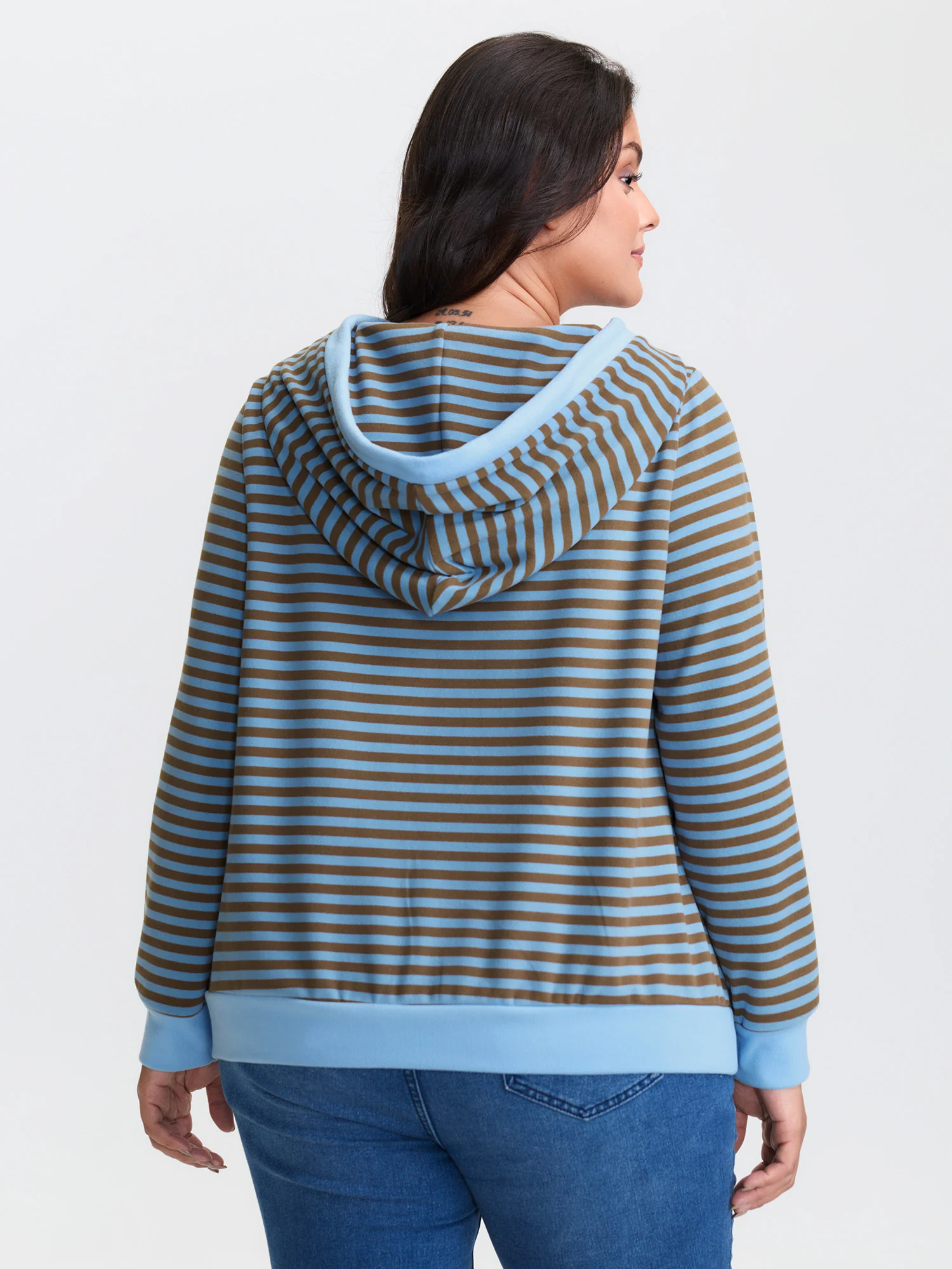 Double-Sided Fleece Stripe Embroidery Sweatshirt - Image 5