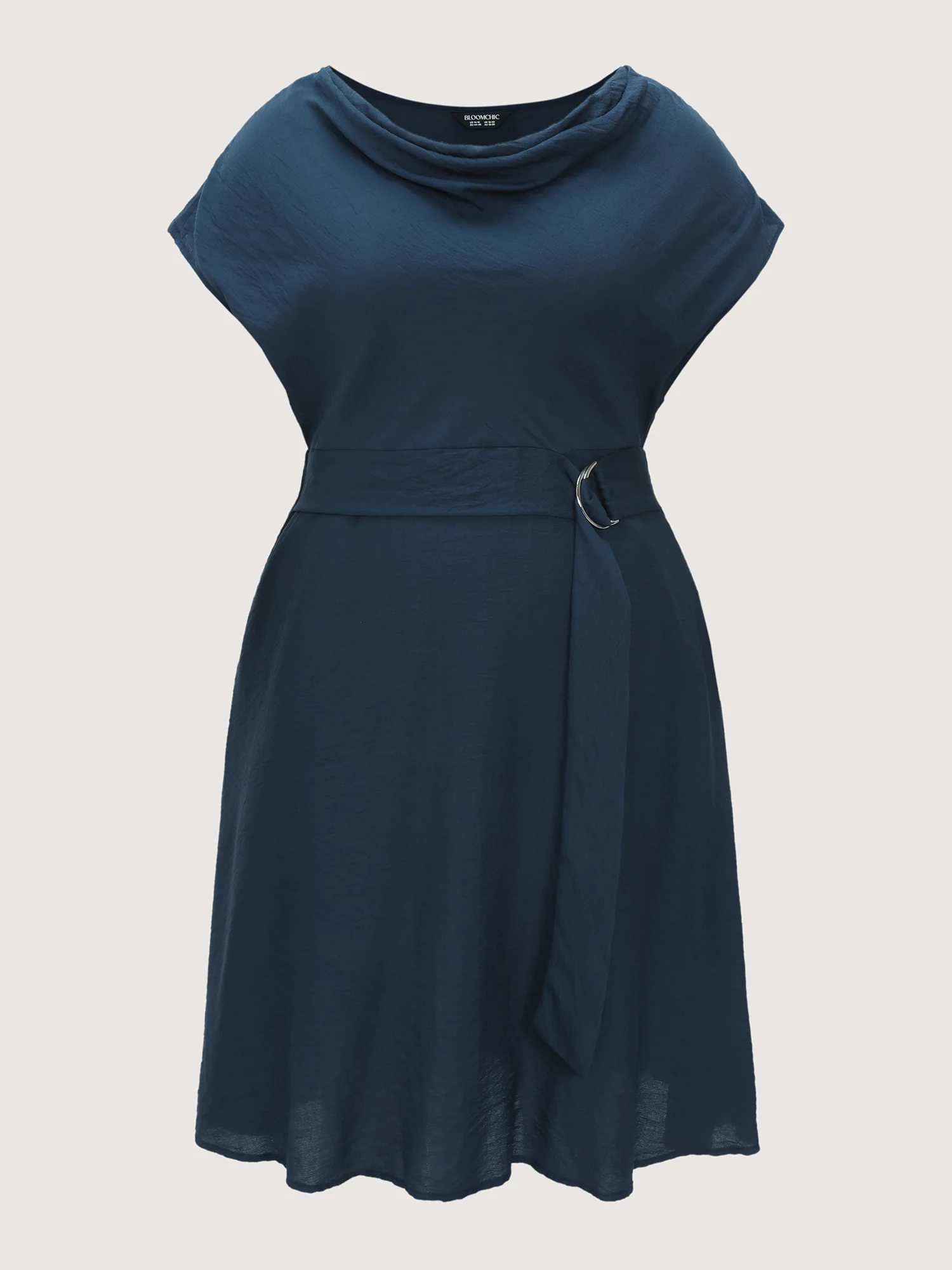 Draped Cowl Neckline Plain Midi Dress - Image 7