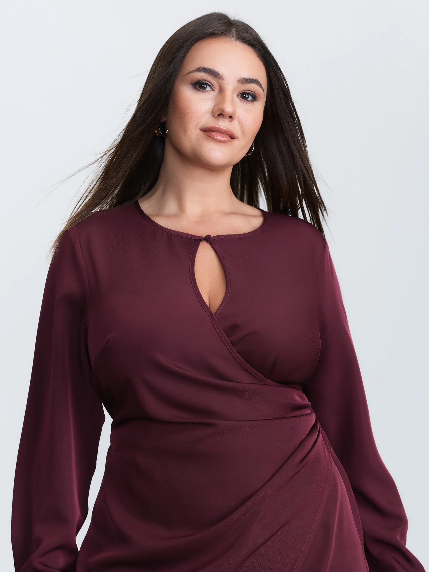Draped Keyhole Neckline Midi Dress - Image 2