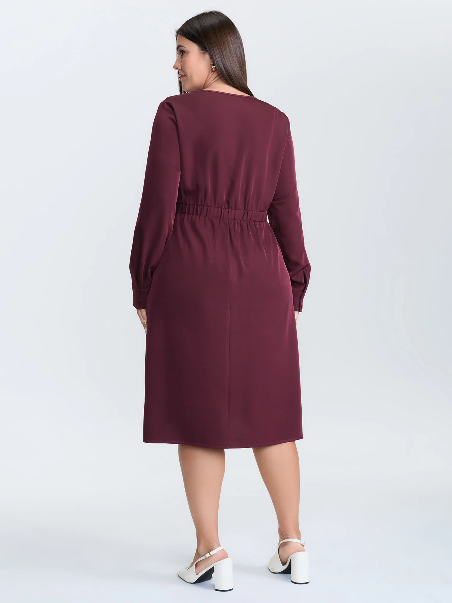 Draped Keyhole Neckline Midi Dress - Image 5