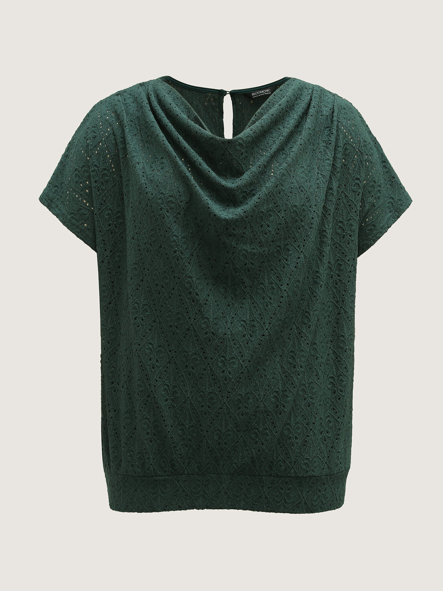 Draped Neckline Textured Button Back Blouse - Image 6