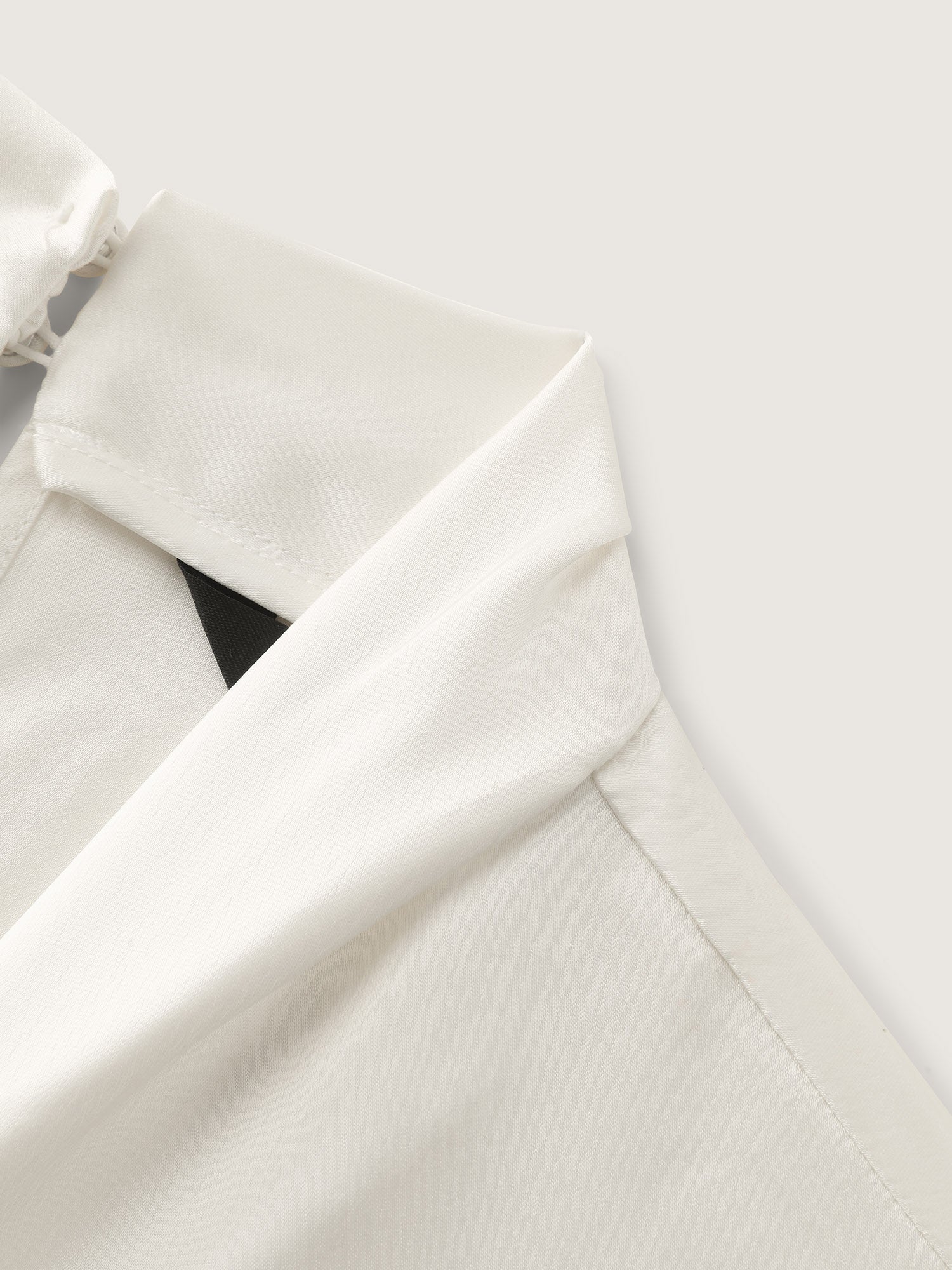 Draped Plain Satin Cuffed Blouse - Image 7