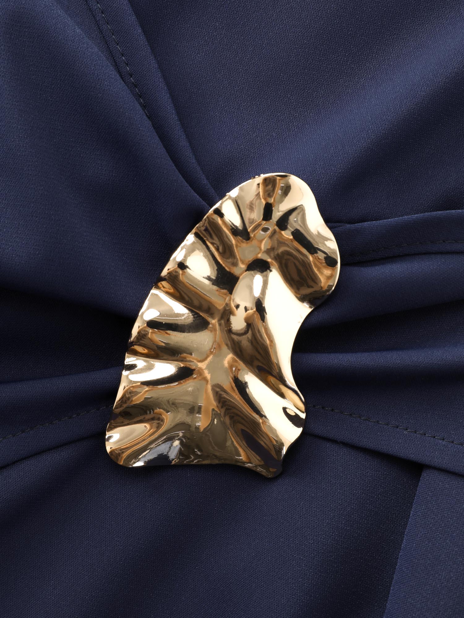 Draped Side Buckle Petal Sleeve Blouse - Image 5
