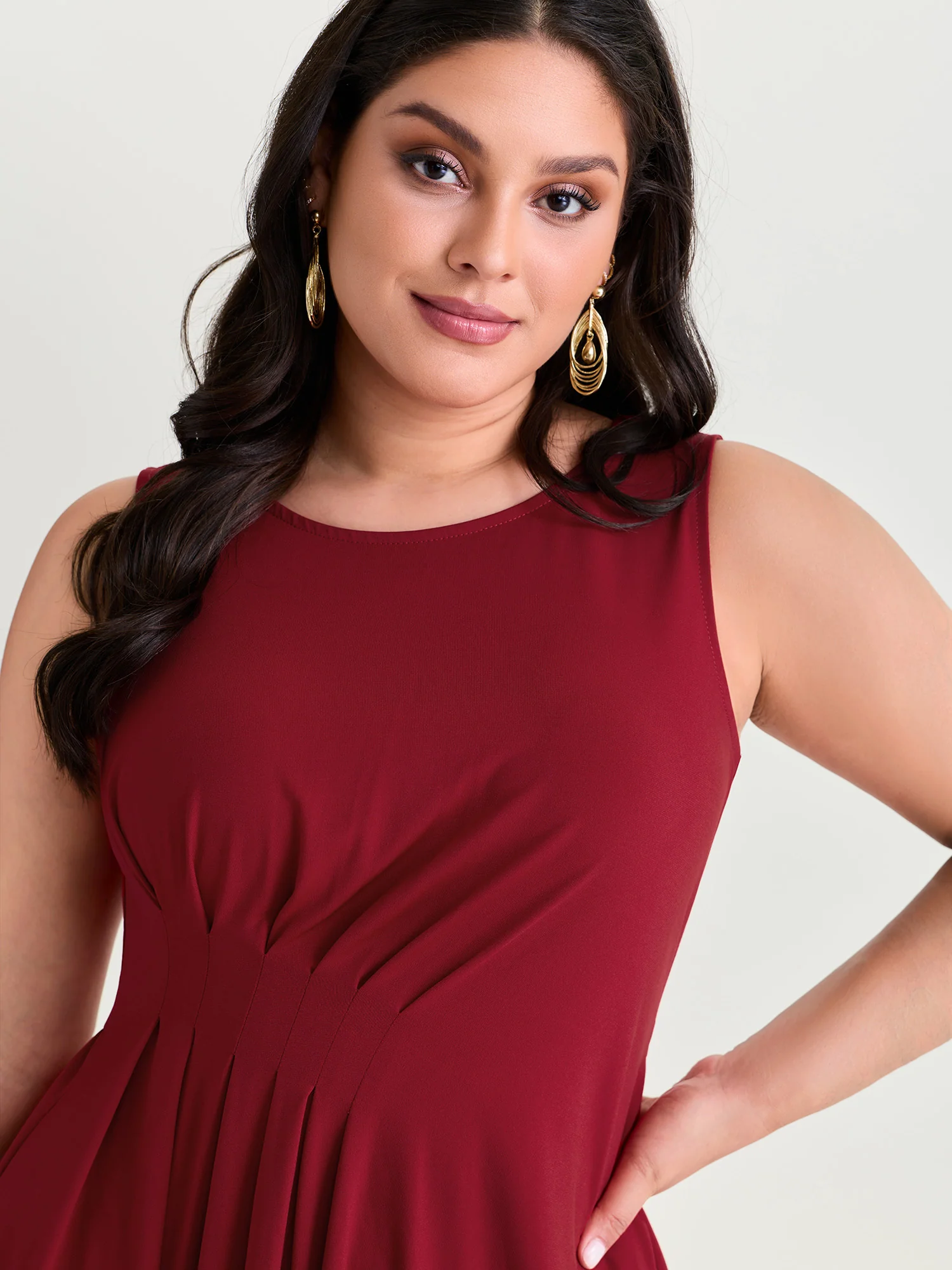 Draped Sleeveless Pleated Mini Dress - Image 2