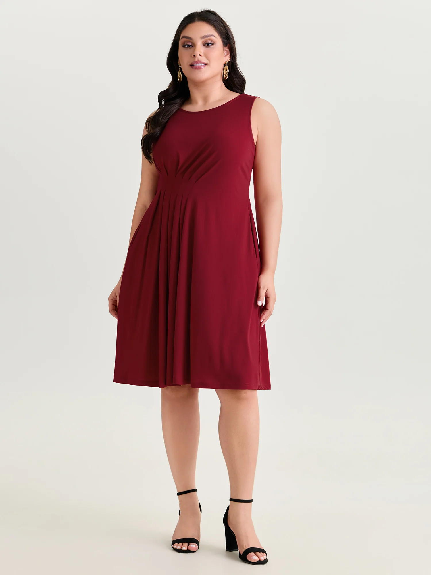 Draped Sleeveless Pleated Mini Dress - Image 3