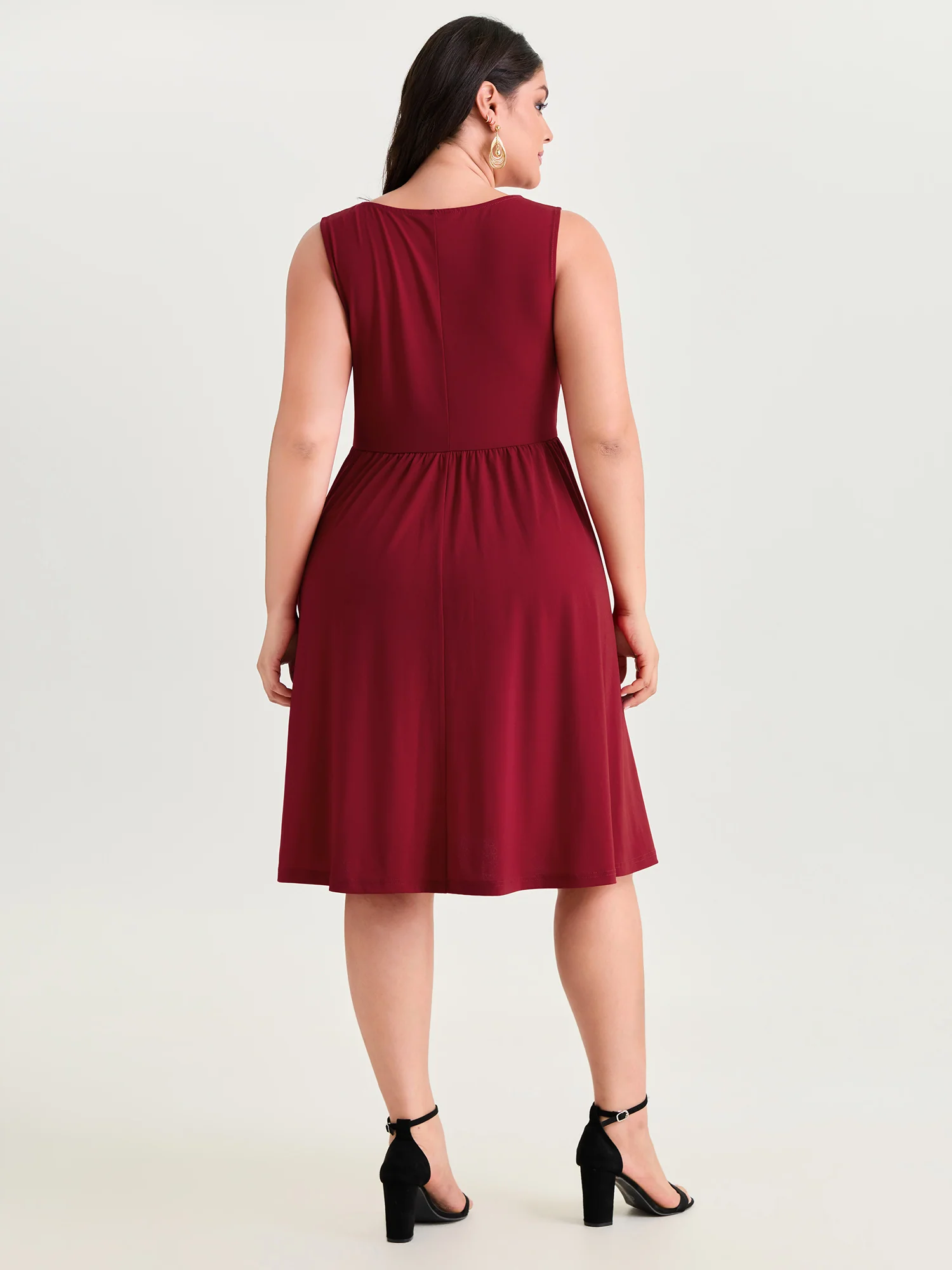 Draped Sleeveless Pleated Mini Dress - Image 4