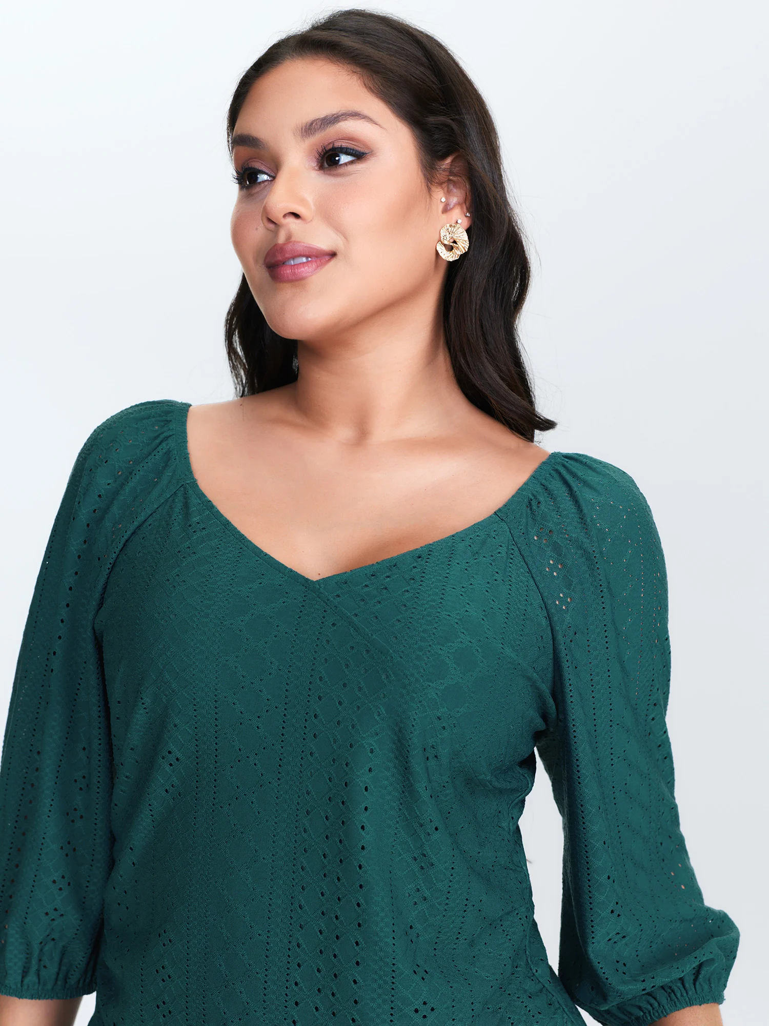 Draped Textured Fitted Jersey Top - Image 2