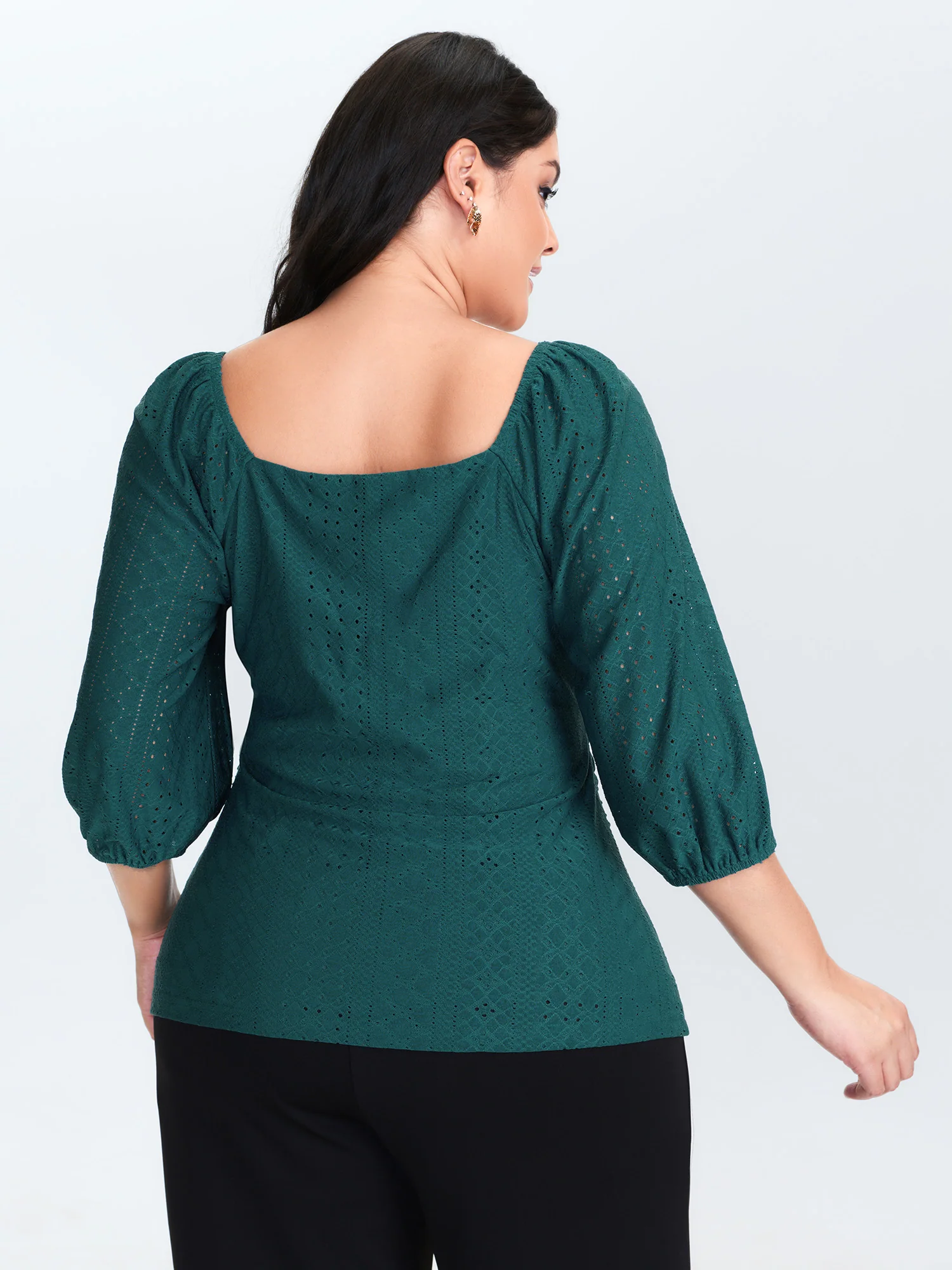 Draped Textured Fitted Jersey Top - Image 4