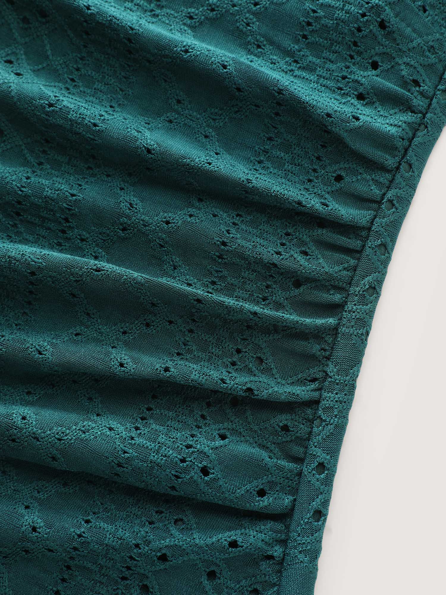 Draped Textured Fitted Jersey Top - Image 5
