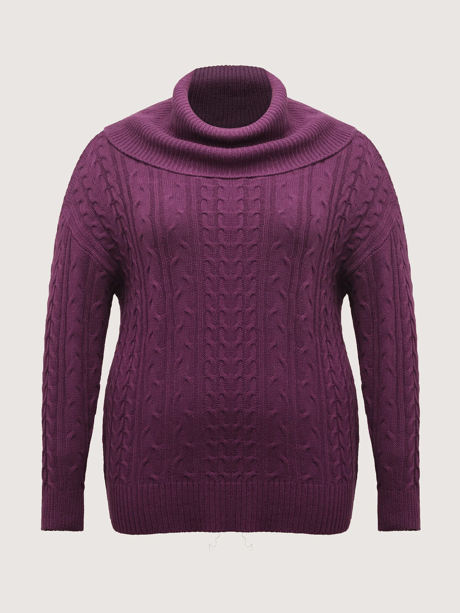 Drapey High Turtleneck Cable-Knit Pullover - Image 5