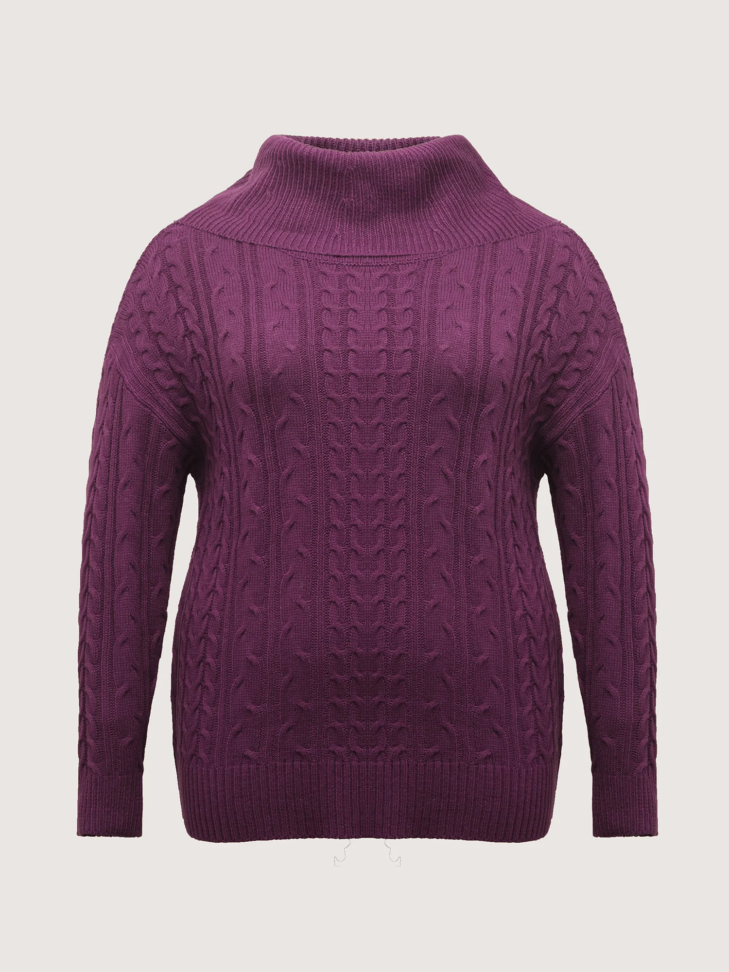 Drapey High Turtleneck Cable-Knit Pullover - Image 8