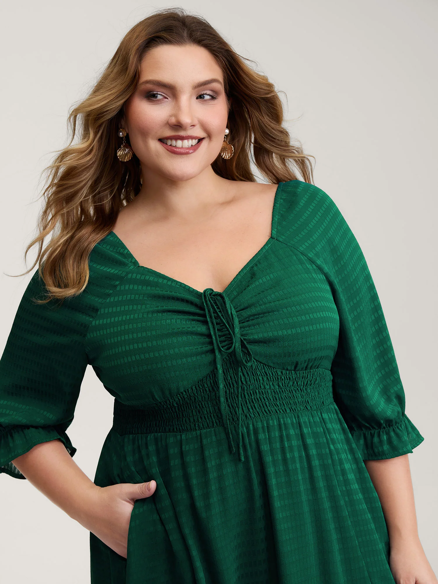 Drawstring Cinched-Bust Sweetheart Maxi Dress - Image 2