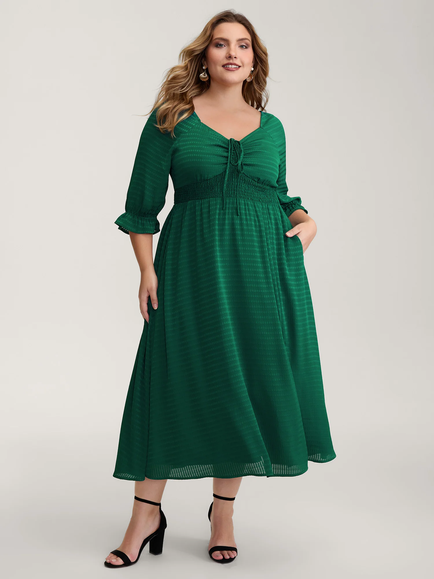 Drawstring Cinched-Bust Sweetheart Maxi Dress - Image 4