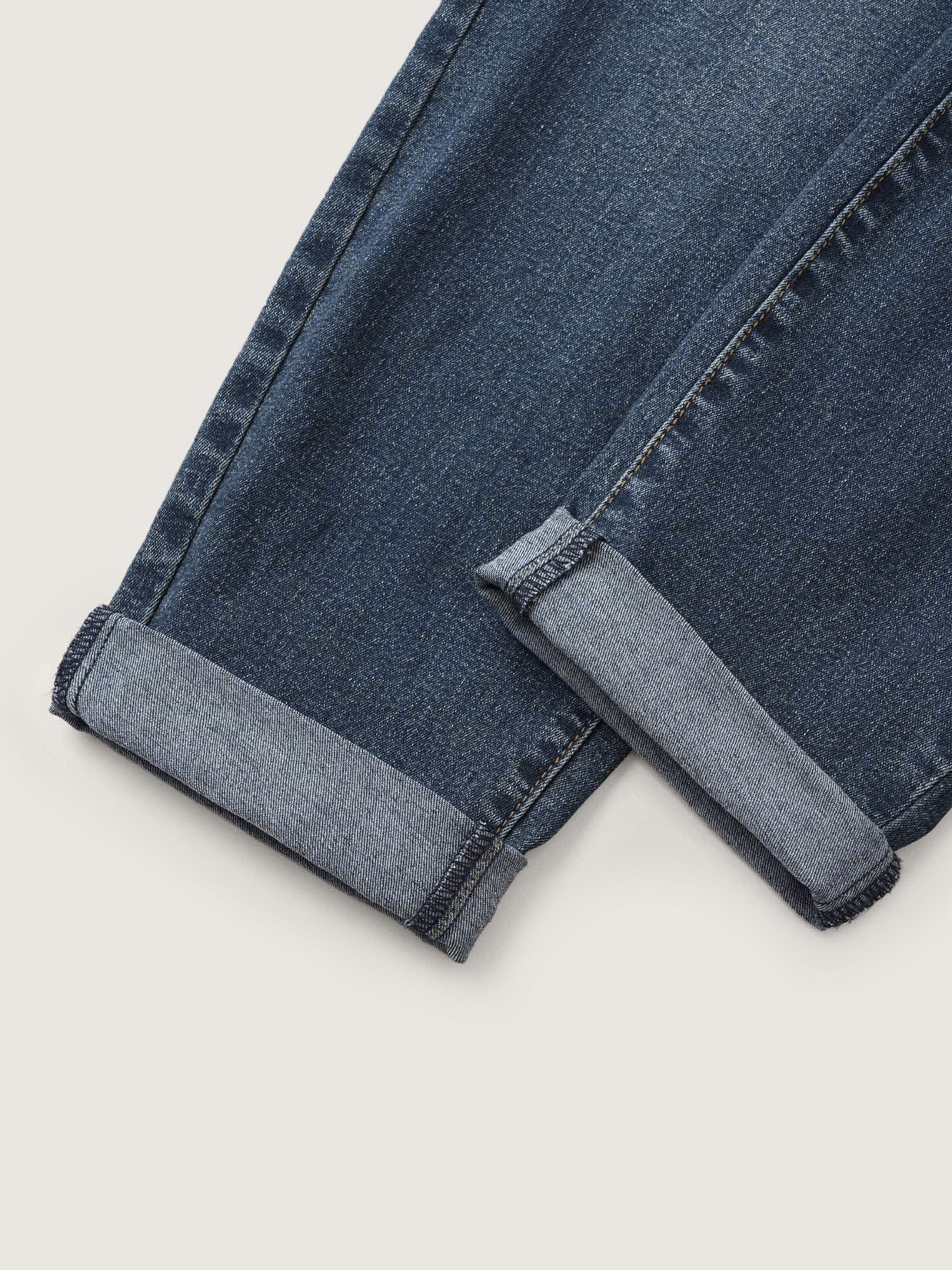 Pull-On Drawstring Folded Hem Boyfriend Jeans - Image 6