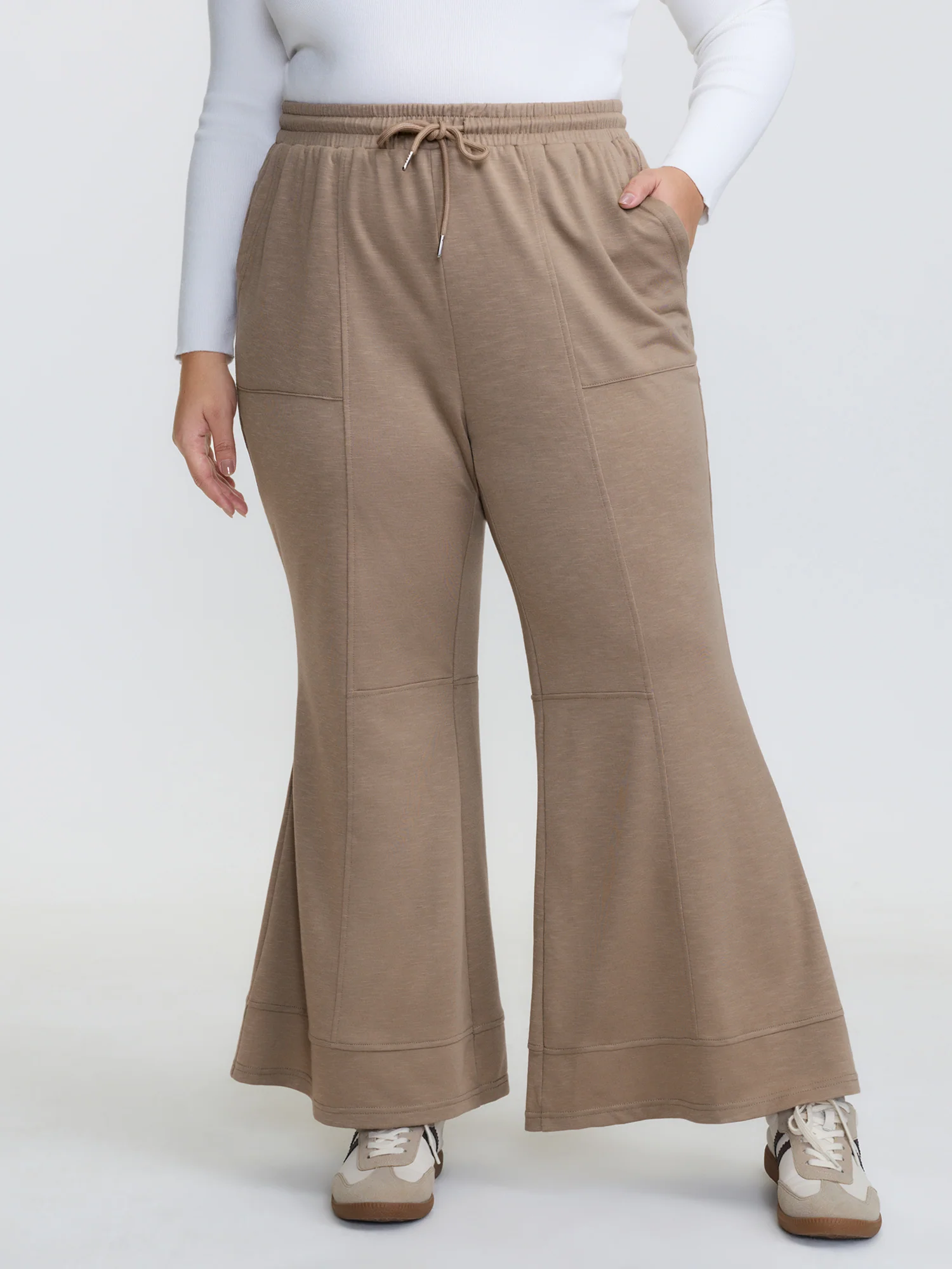 Drawstring Flared Hem Pants - Image 2