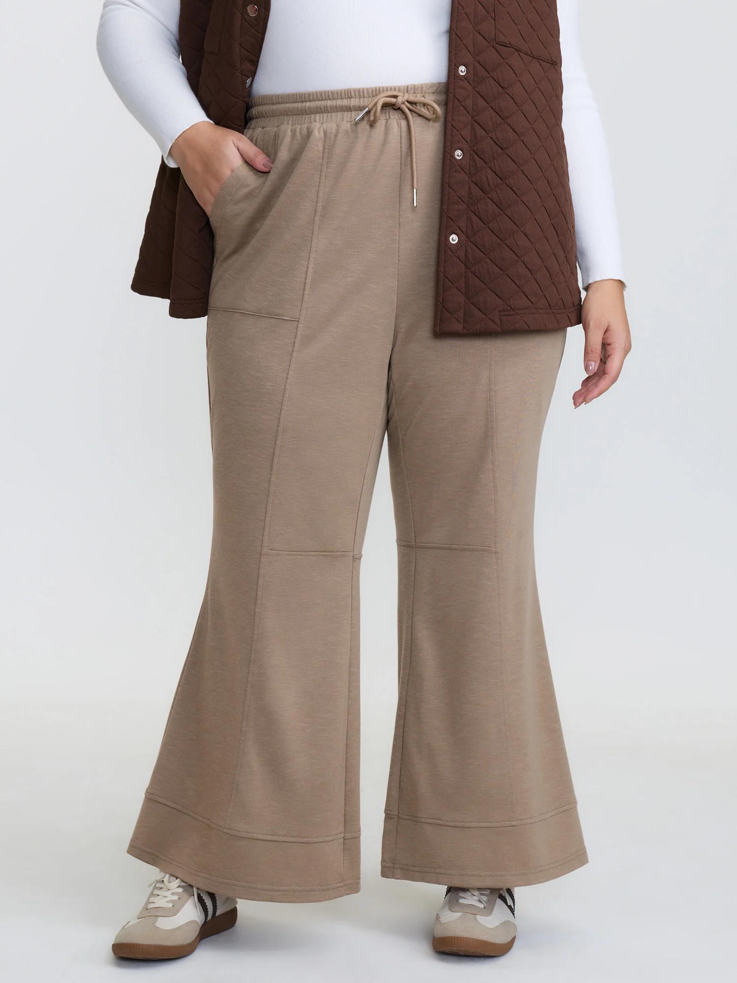 Drawstring Flared Hem Pants - Image 4