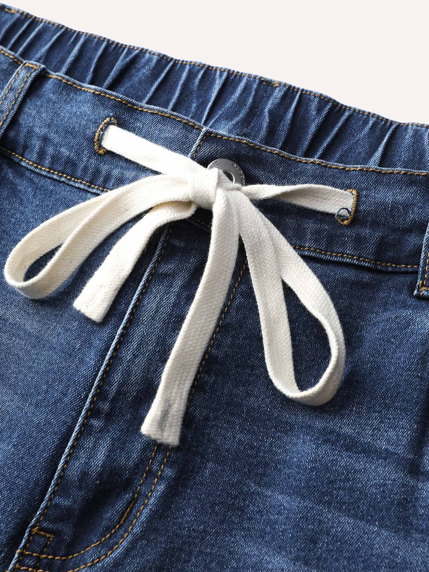Drawstring Frayed Hem Straight-Leg Jeans - Image 7