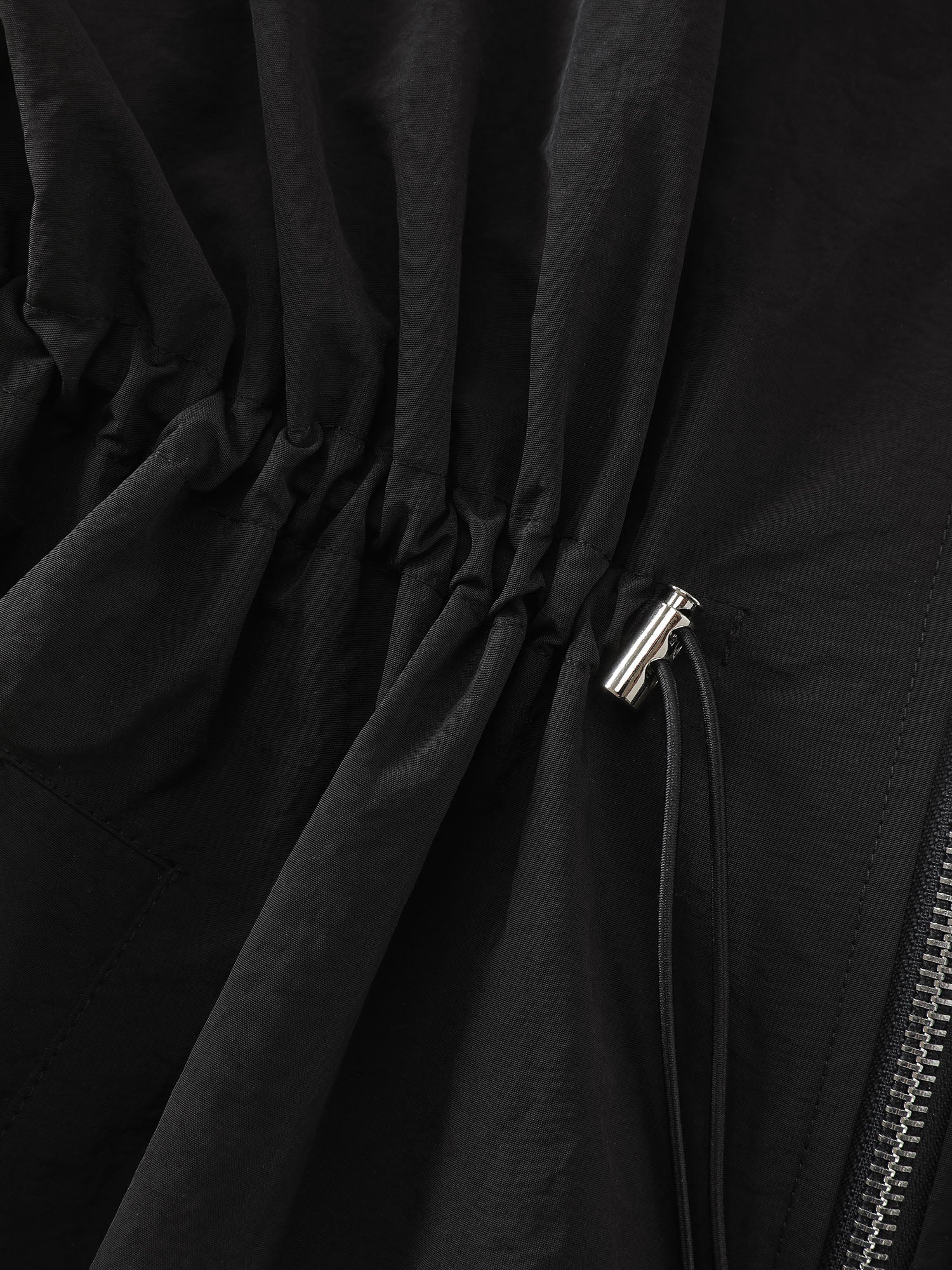 Drawstring Pockets Zipper Long Coat - Image 7