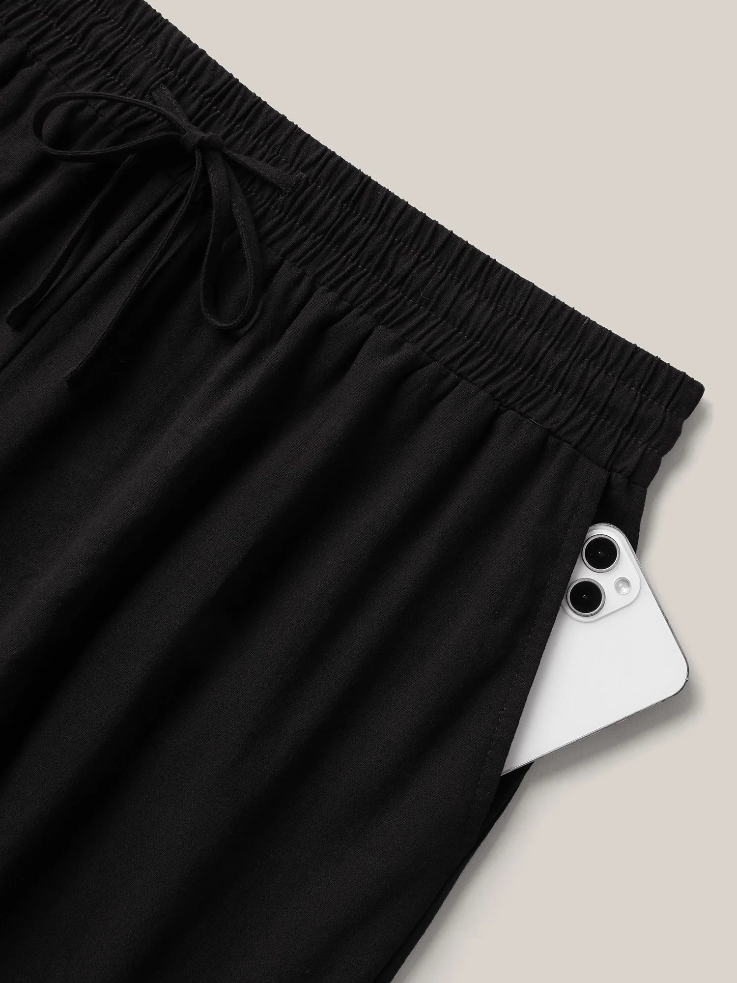 Drawstring Scalloped Lace Hem Pants - Image 5
