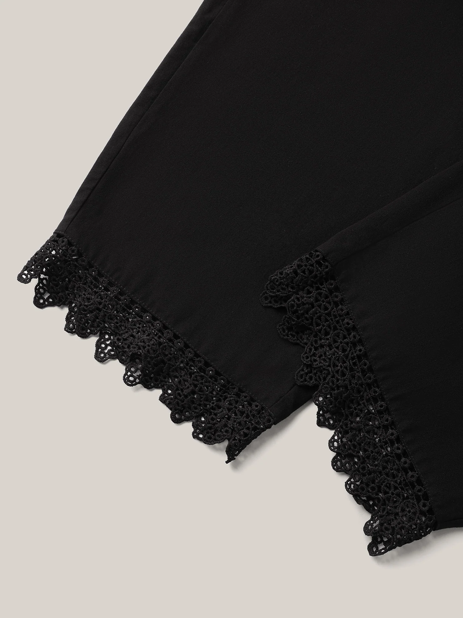Drawstring Scalloped Lace Hem Pants - Image 6
