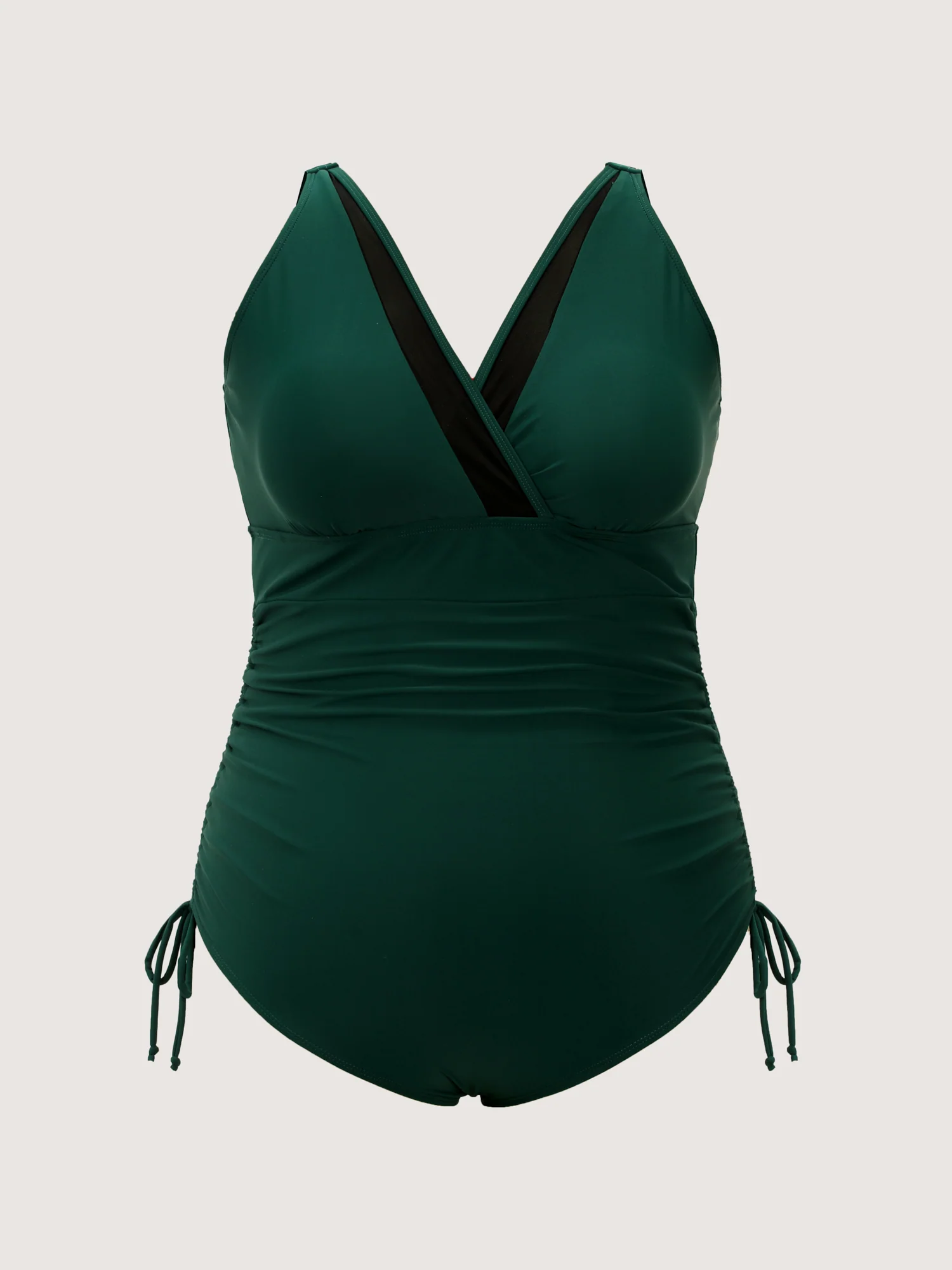 Drawstring Side Surplice Neck Adjustable One-Piece Swimsuit - Image 5
