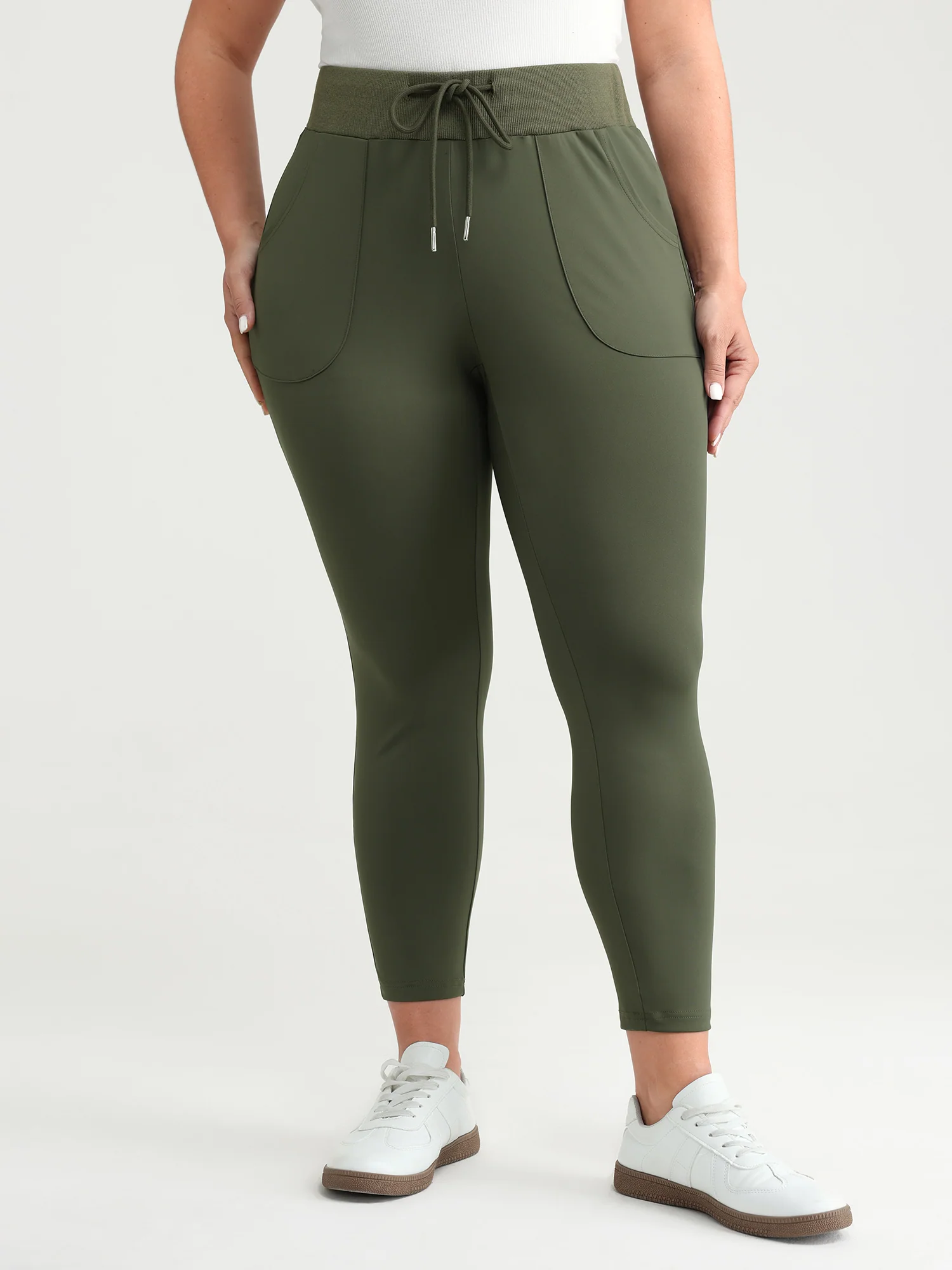 Drawstring Stretchy Skinny-Fit Leggings - Image 2