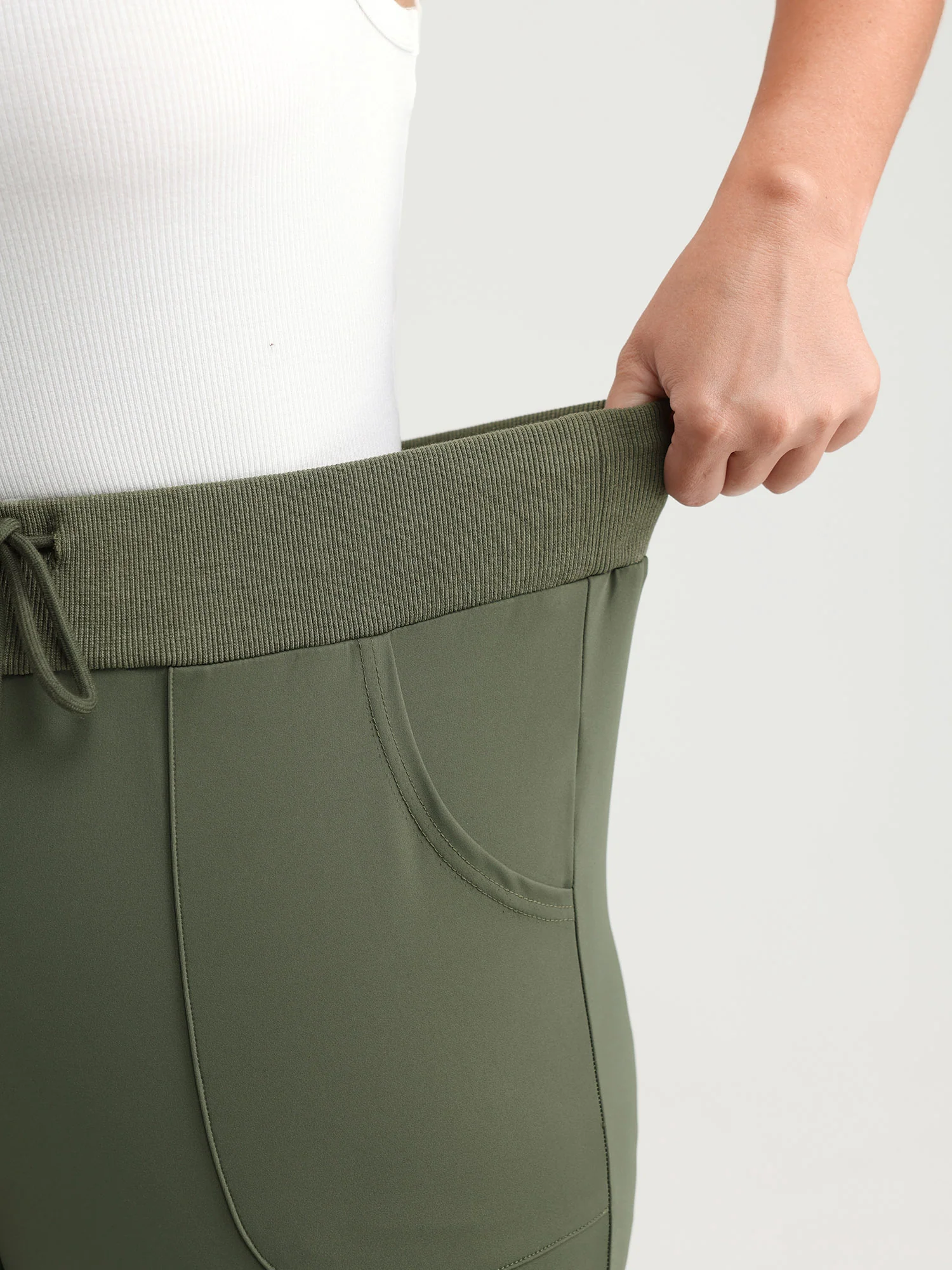 Drawstring Stretchy Skinny-Fit Leggings - Image 4