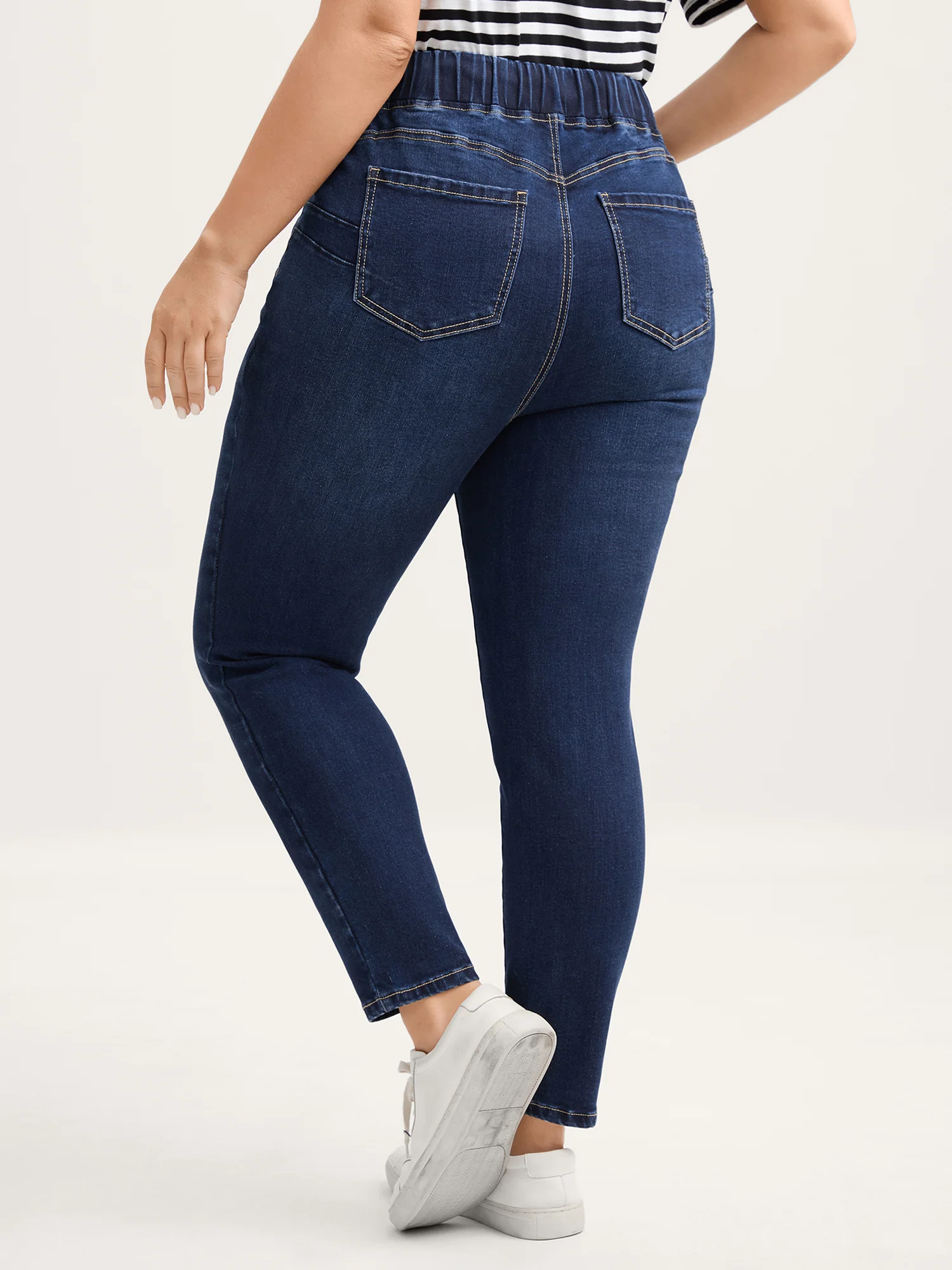 Drawstring Stretchy Waist Skinny-Fit Jeans - Image 5