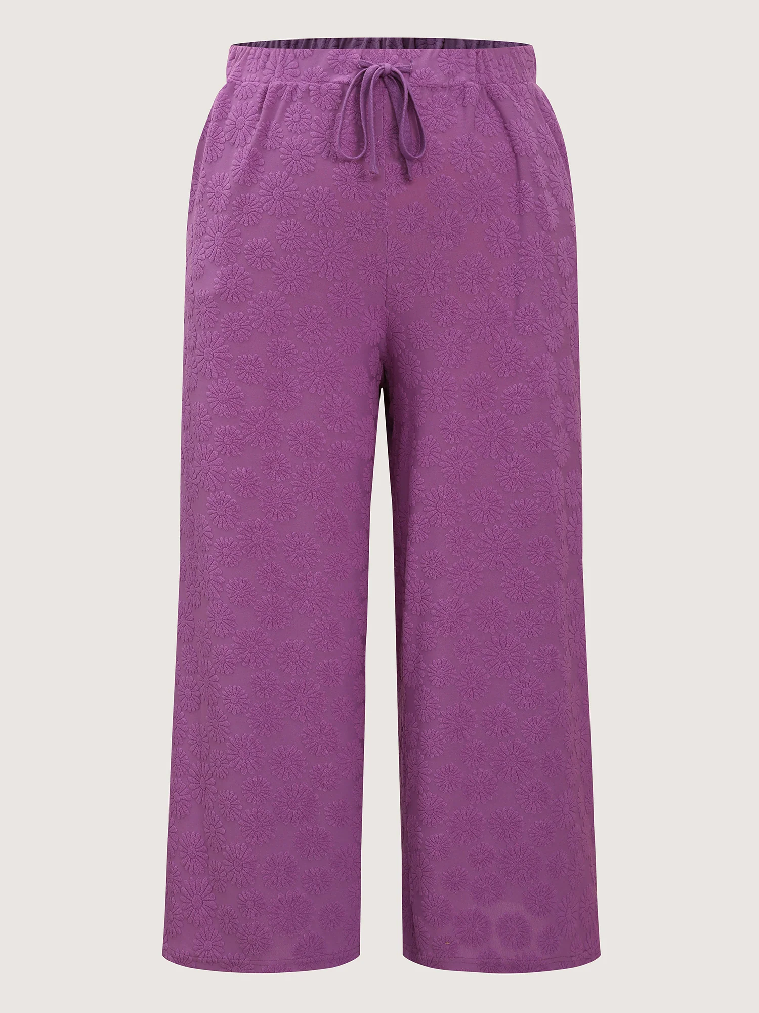 Drawstring Textured Wide-Leg Pants - Image 8