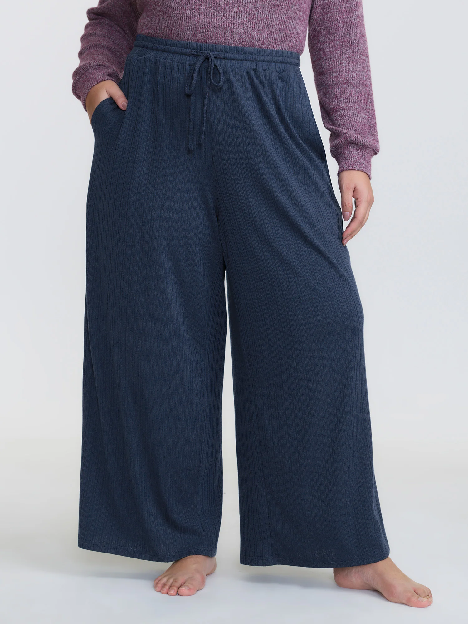 Drawstring Waist Cozy Lounge Bottoms - Image 2