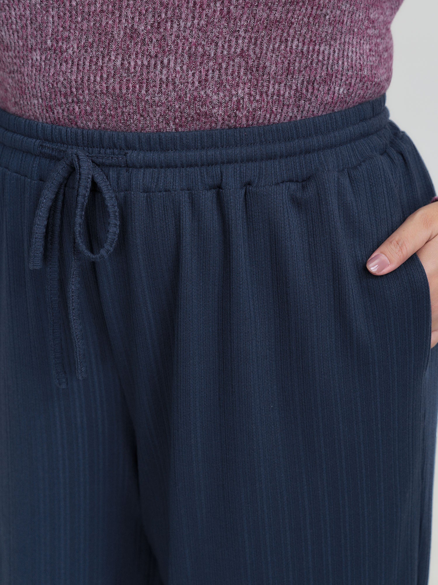 Drawstring Waist Cozy Lounge Bottoms - Image 3