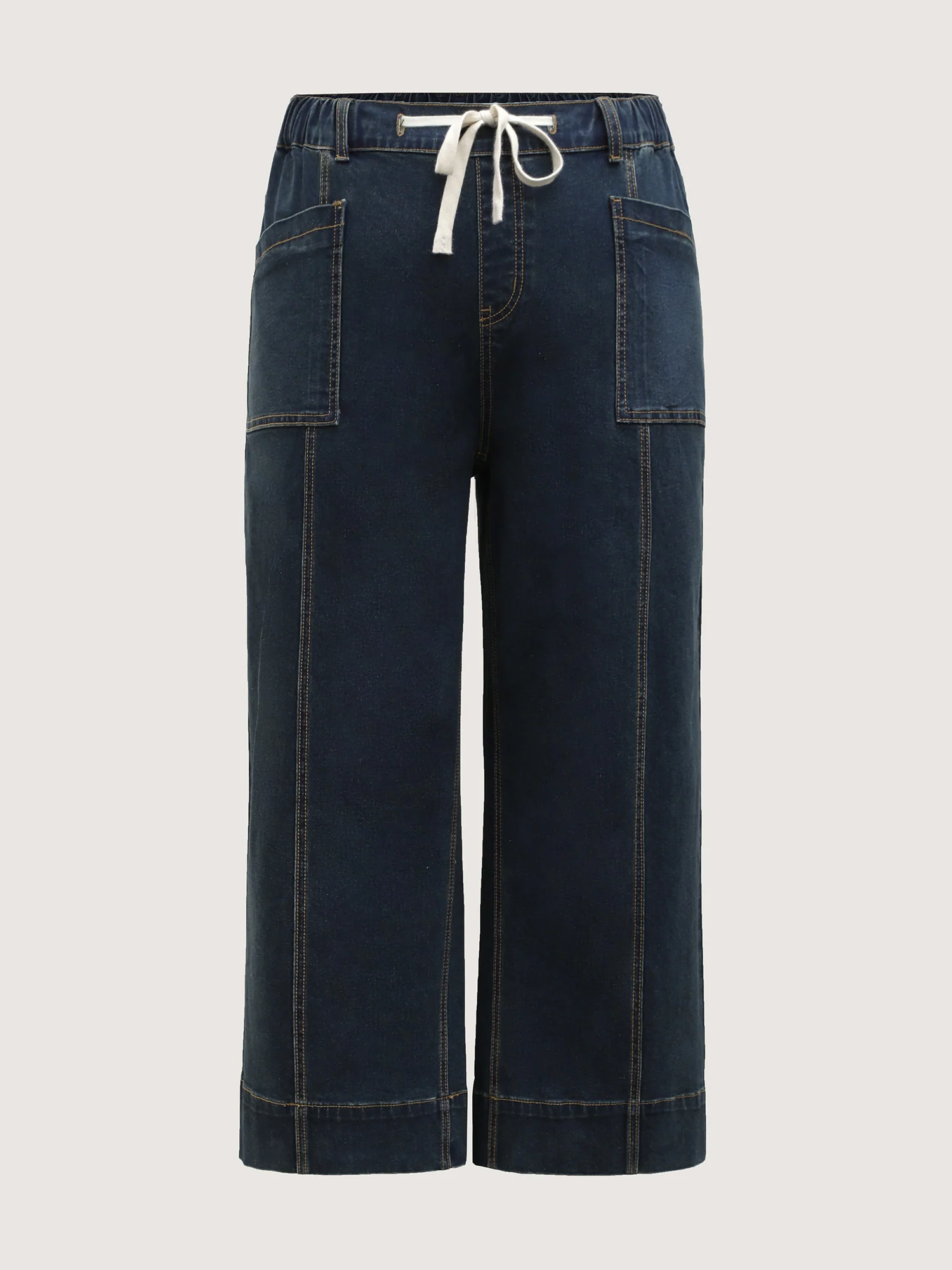 Drawstring Waist Elastic Waist Straight-Leg Jeans - Image 7