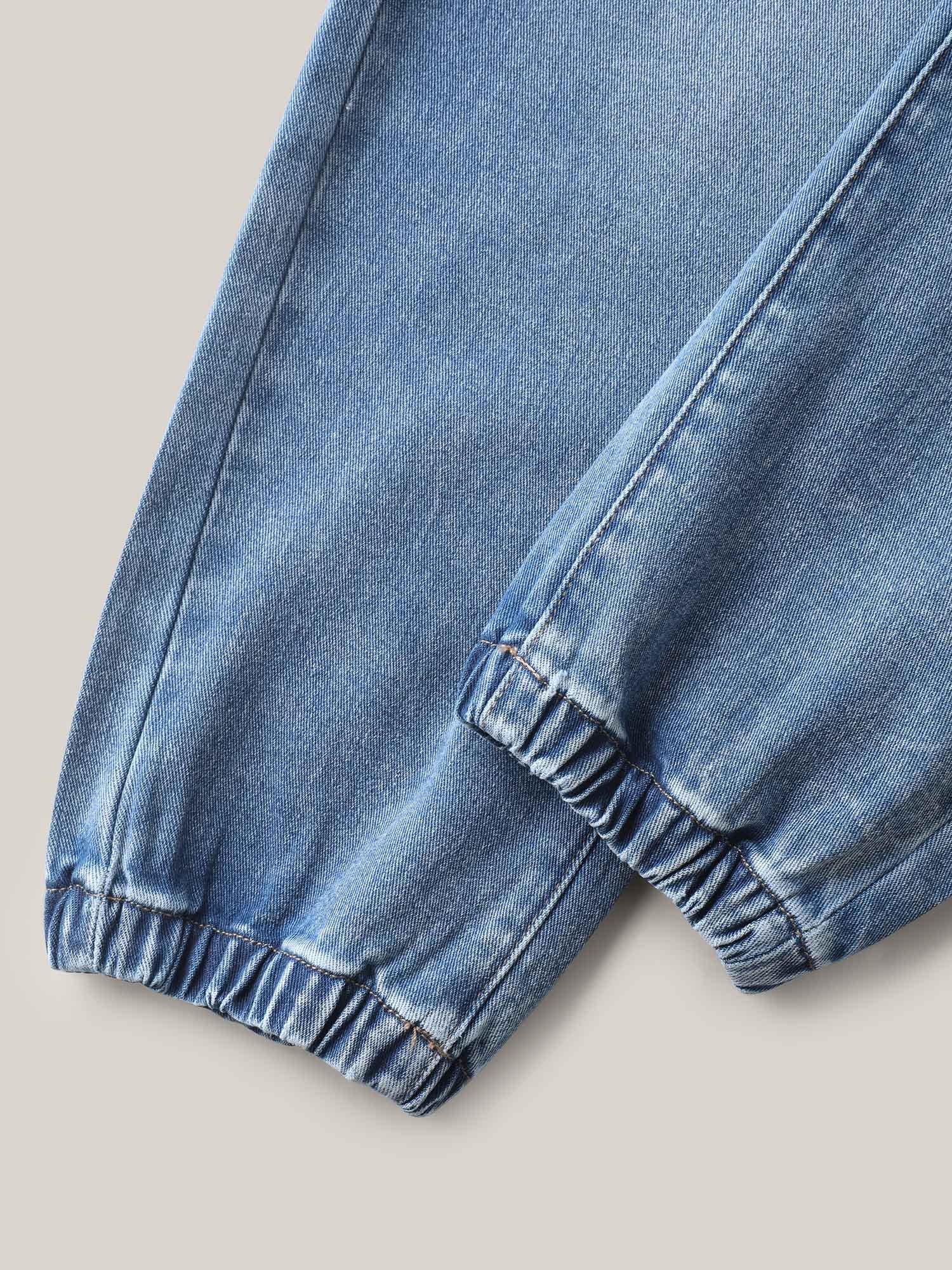 Drawstring Waist Jogger Boyfriend Jeans - Image 6