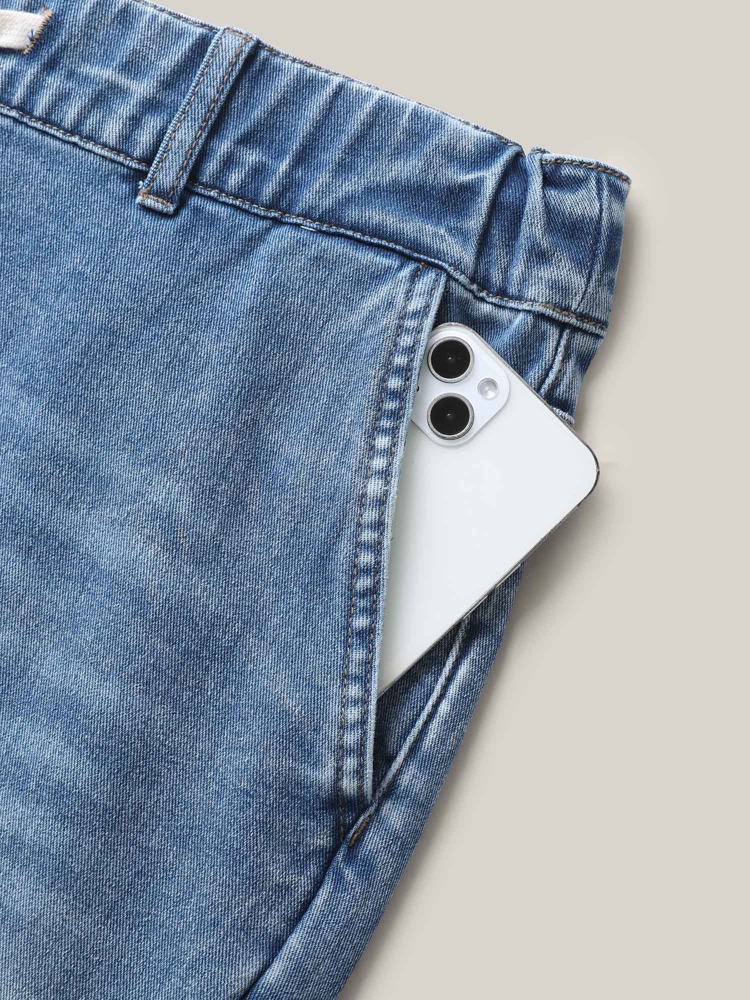 Drawstring Waist Jogger Boyfriend Jeans - Image 7