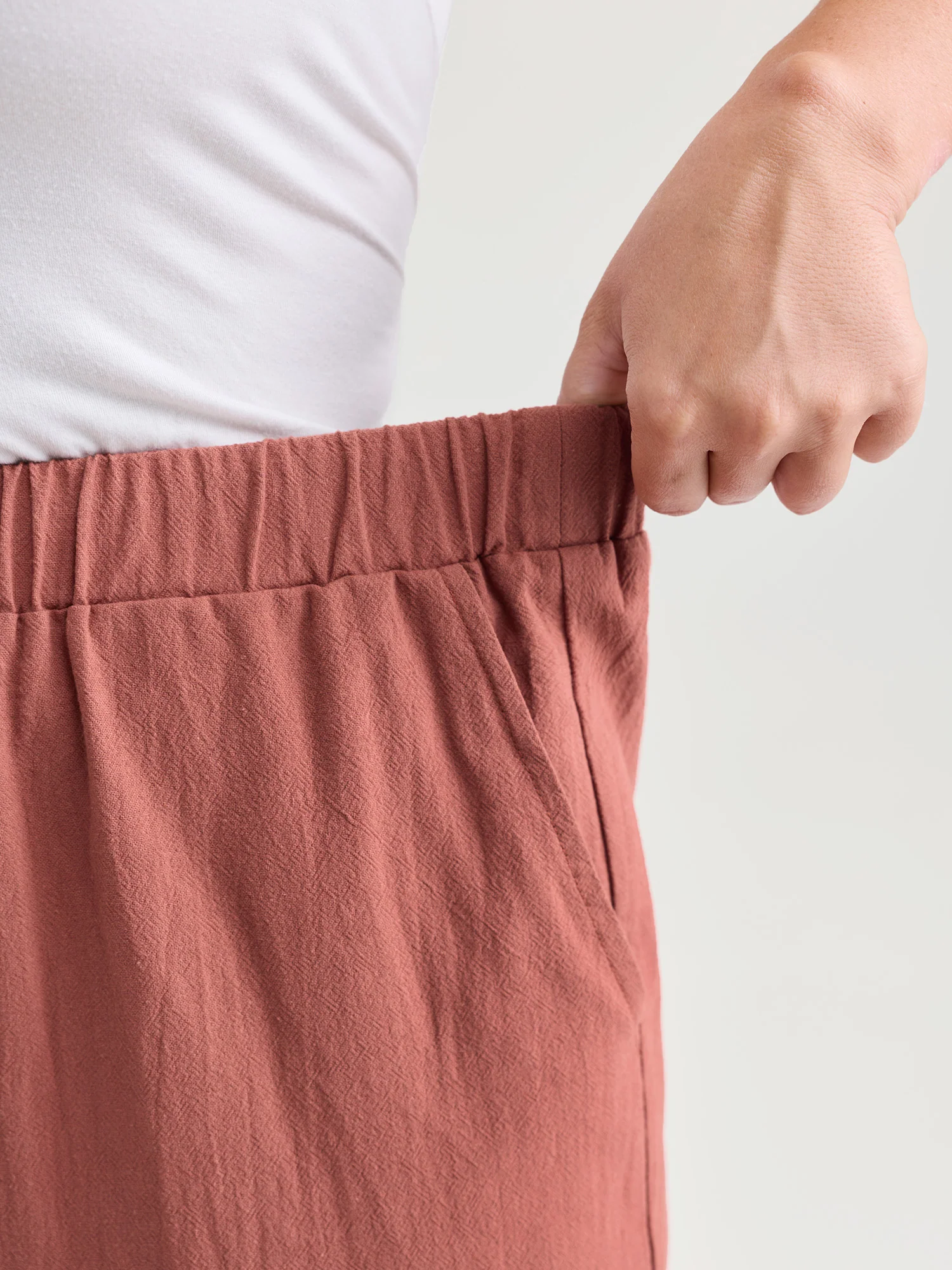 Cotton Drawstring Waist Lace Trim Pants - Image 4