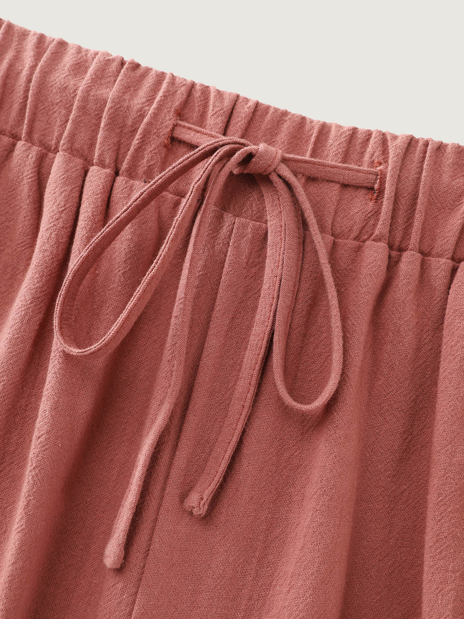 Cotton Drawstring Waist Lace Trim Pants - Image 7